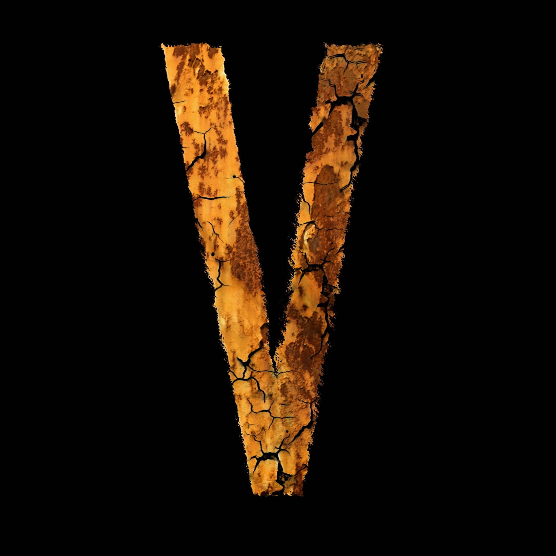 broken letter v, tree bark, cracked golden letter V, Full HD Desktop Wallpaper