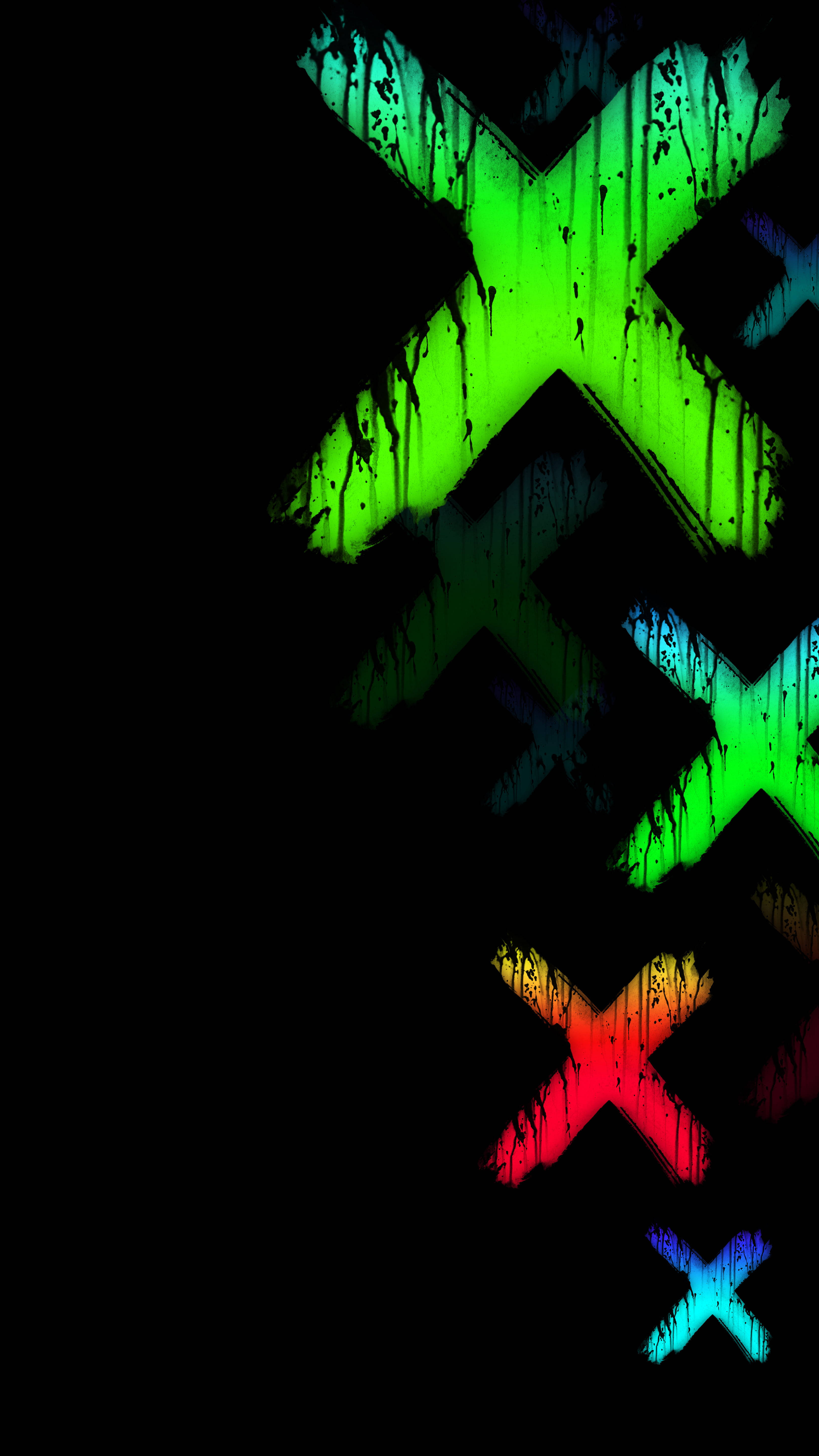 Letter X, neon green, red, 5K Phone Wallpaper