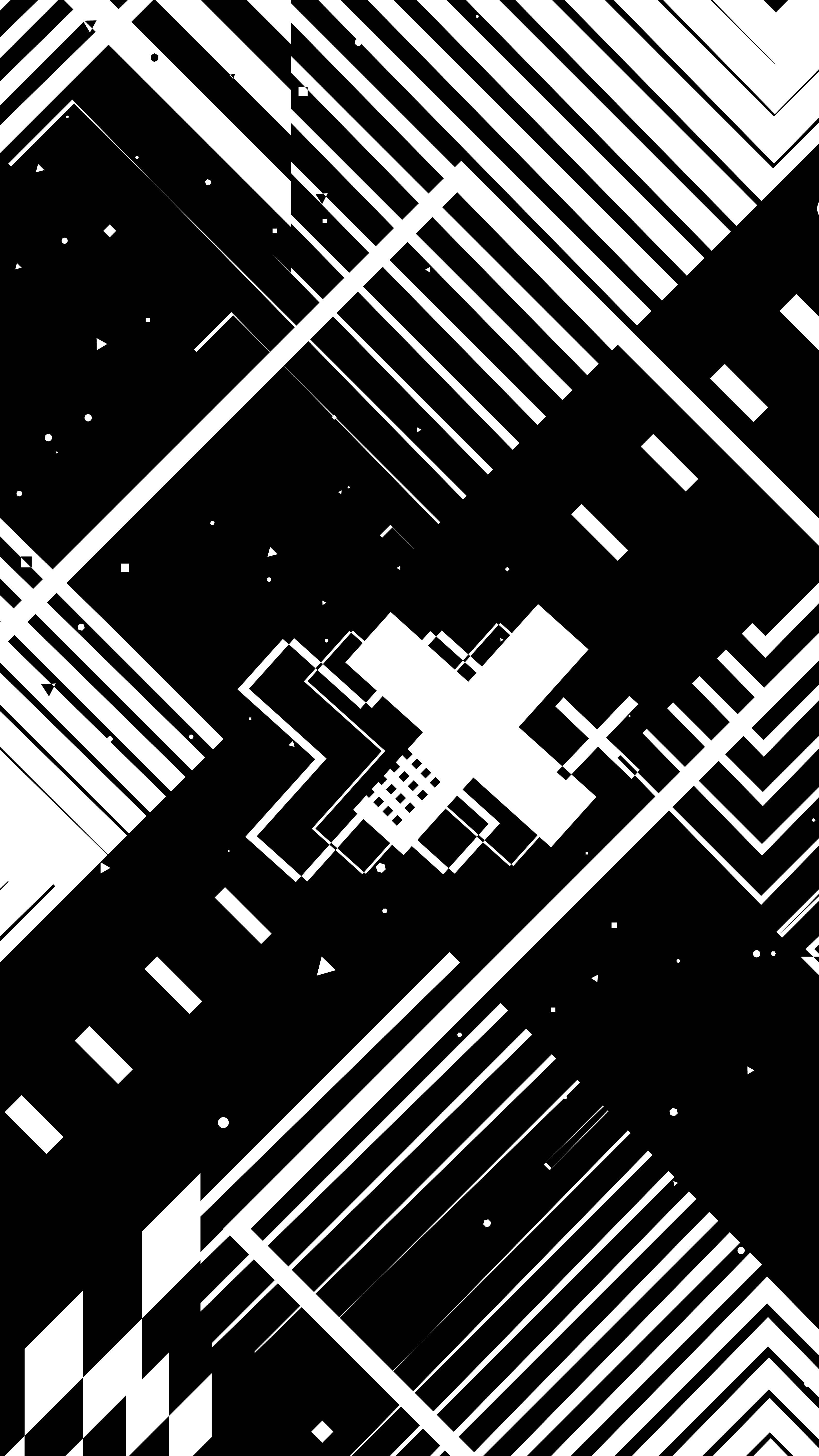 Geometric Letter X, black and white, abstract geometric pattern, 5K Phone Wallpaper