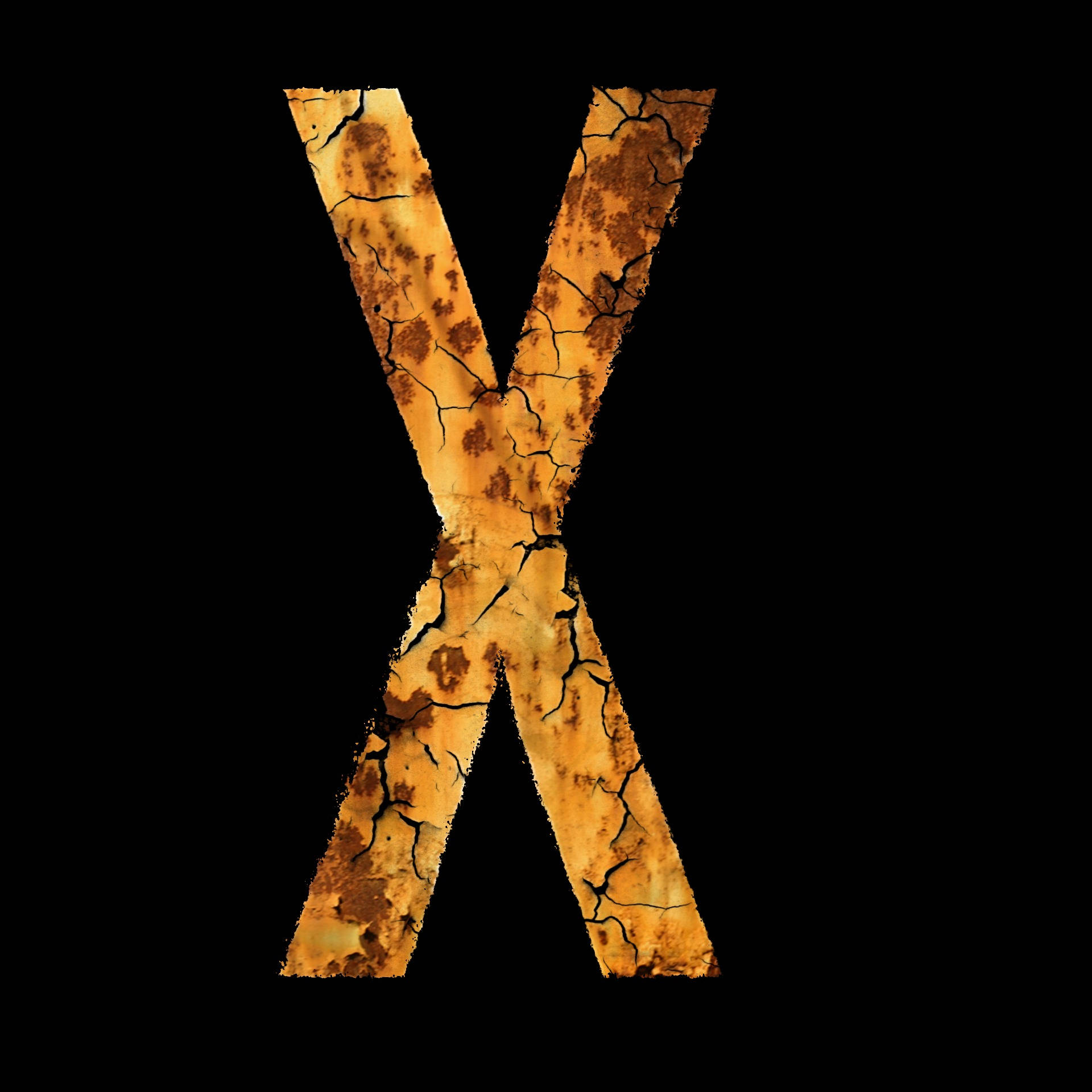 cracked letter X, rusted, stark black background, Full HD Desktop Wallpaper