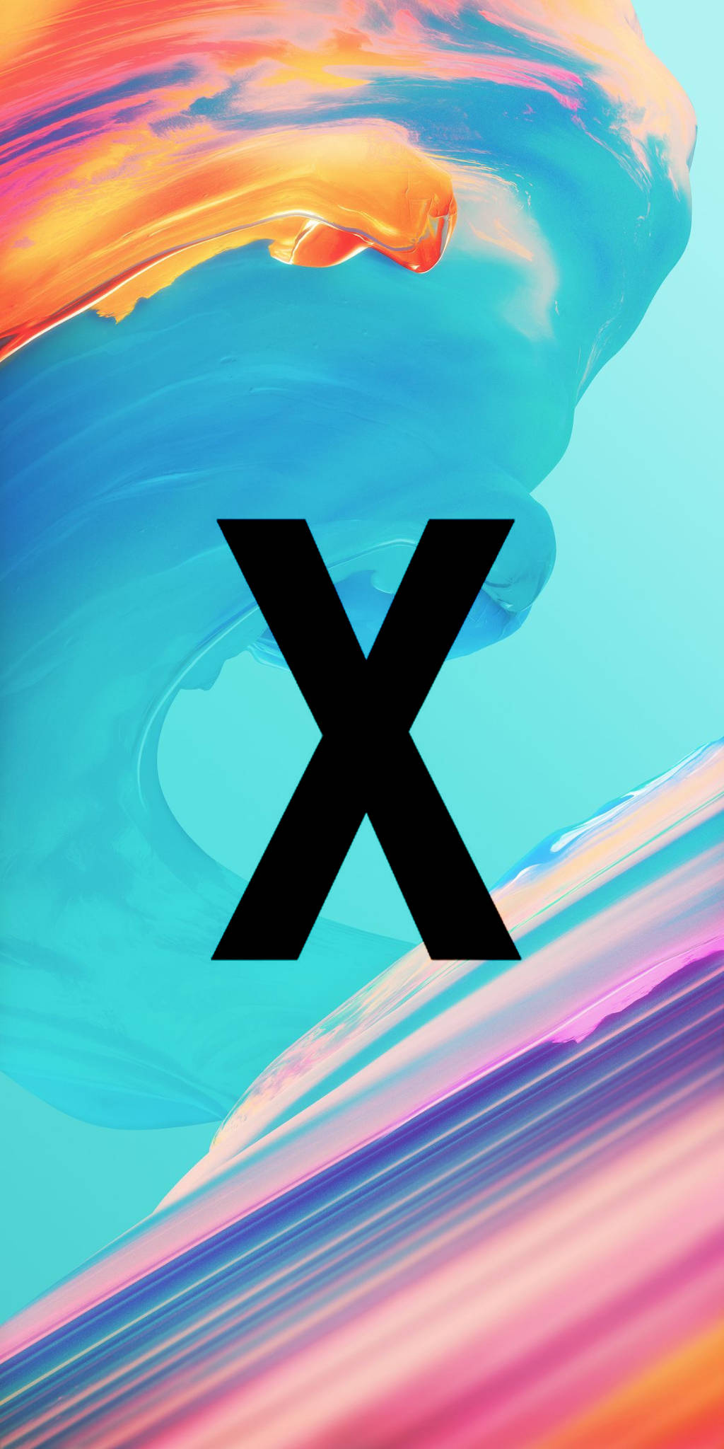 Blue Wave Letter X, turquoise, orange, Full HD Phone Wallpaper