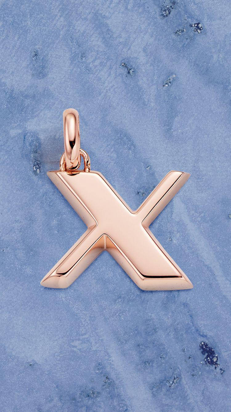 Letter X, rose gold, polished edges, HD Phone Wallpaper