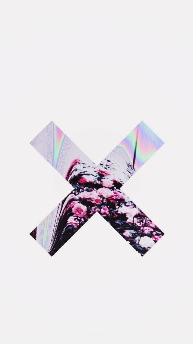 Floral Letter X, iridescent tape, floral pattern, SD Phone Wallpaper