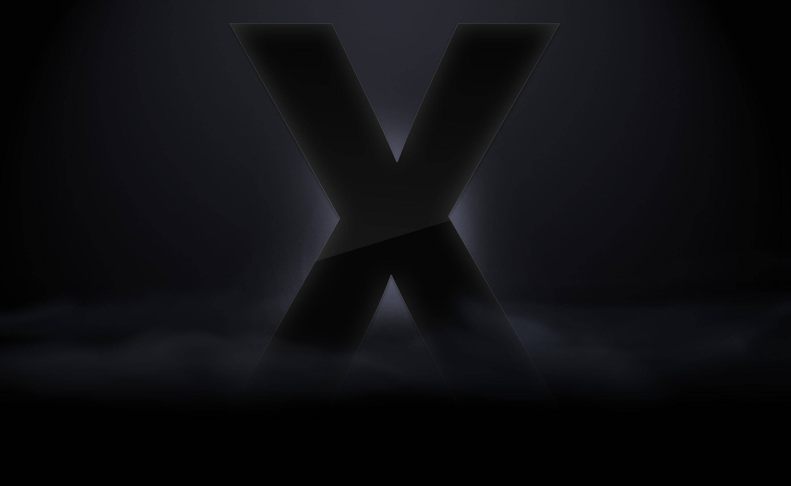 Foggy Letter X, glowing dark letter X, mist, 2K Desktop Wallpaper
