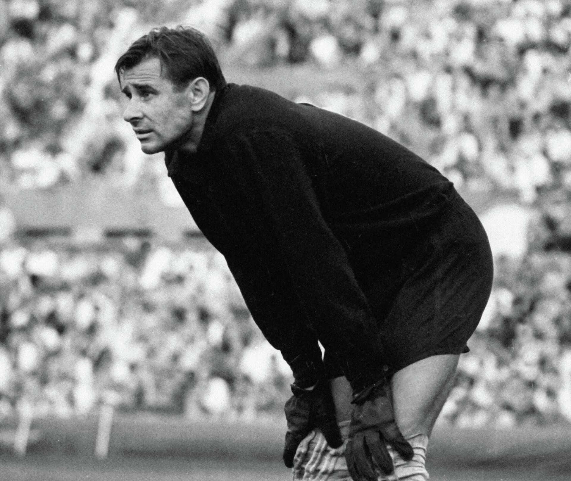 Lev Yashin, black and white photo, soccer goalkeeper, Full HD Desktop Wallpaper