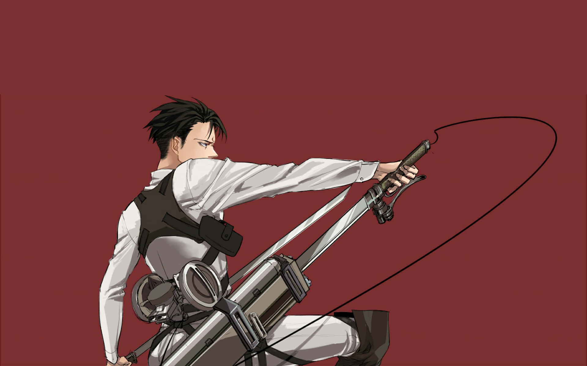 Levi Ackerman, white gear, grappling hook, Full HD Desktop Wallpaper