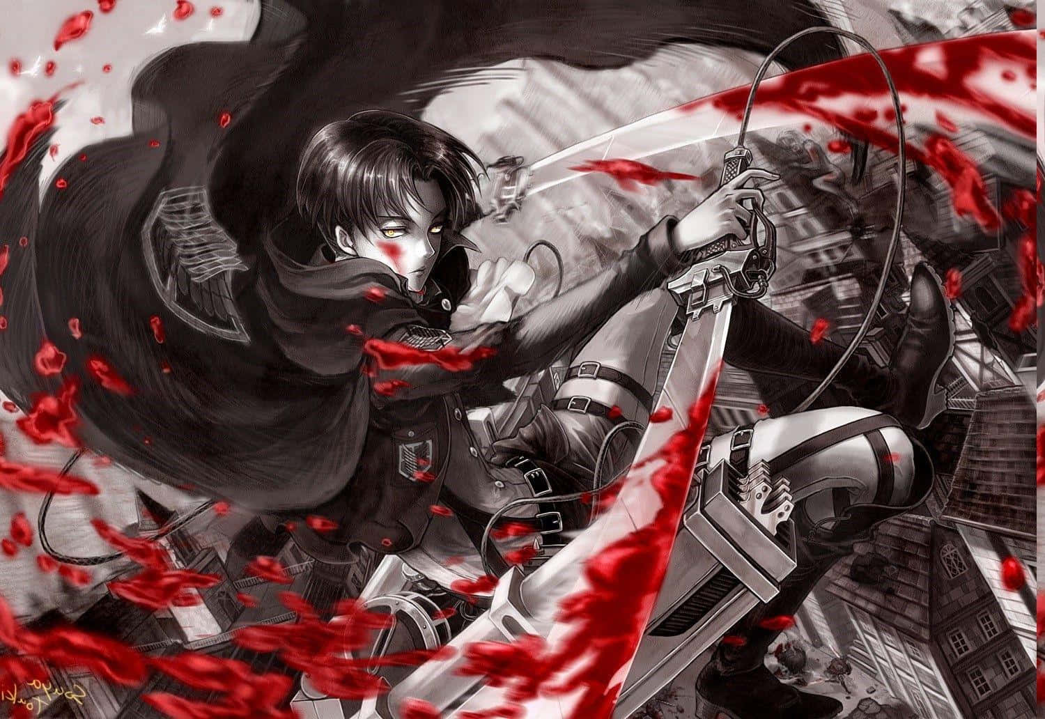 Levi Ackerman, anime warrior, sword, HD Desktop Wallpaper