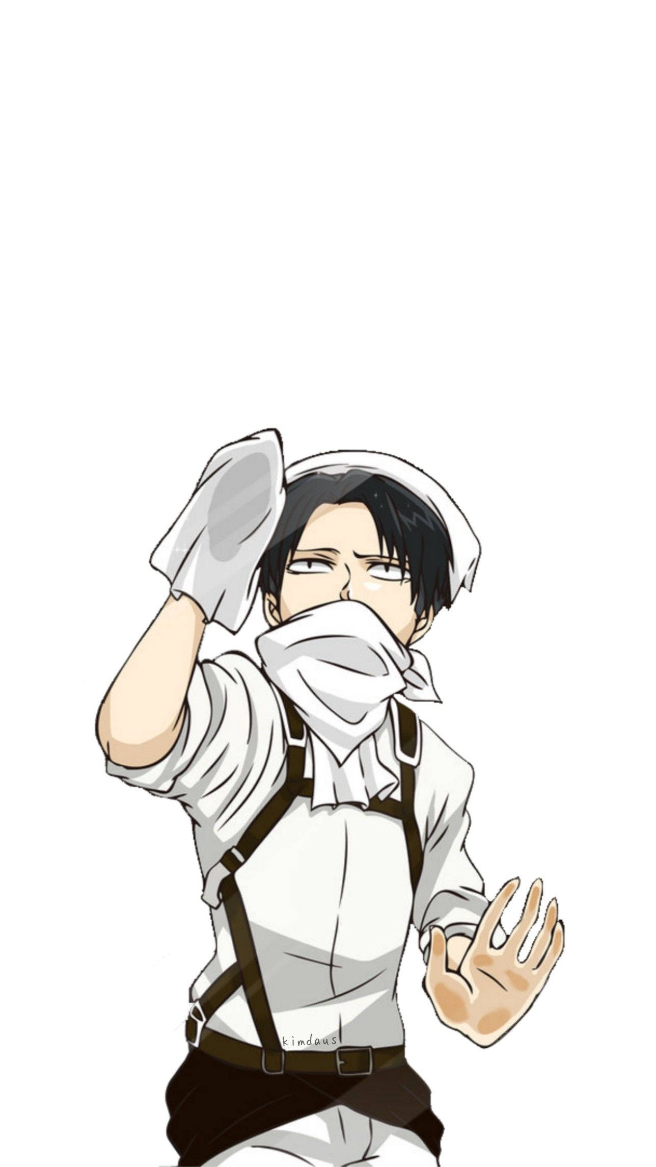 Levi Ackerman, white uniform, suspenders, Full HD Phone Wallpaper