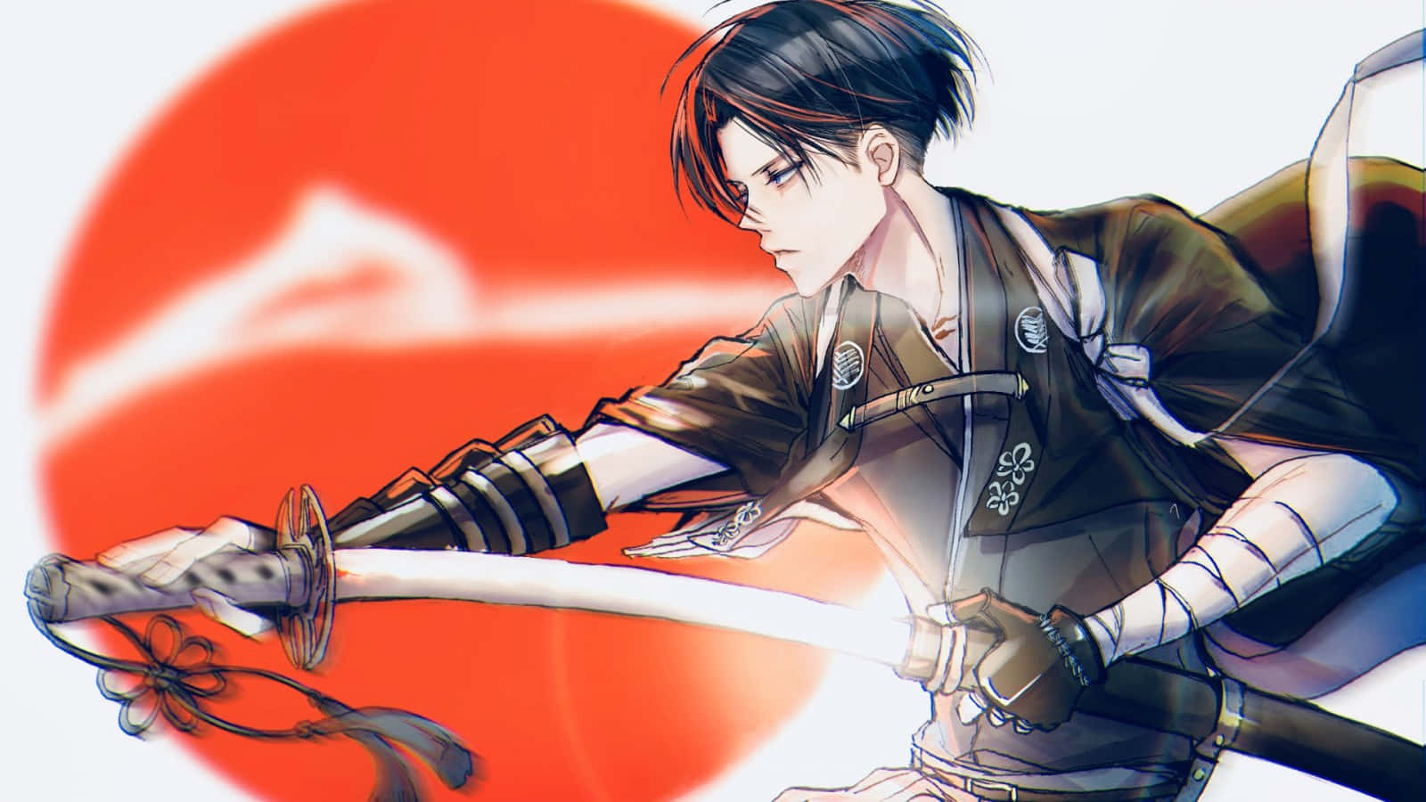 Levi Ackerman, anime samurai, traditional armor, HD Desktop Wallpaper