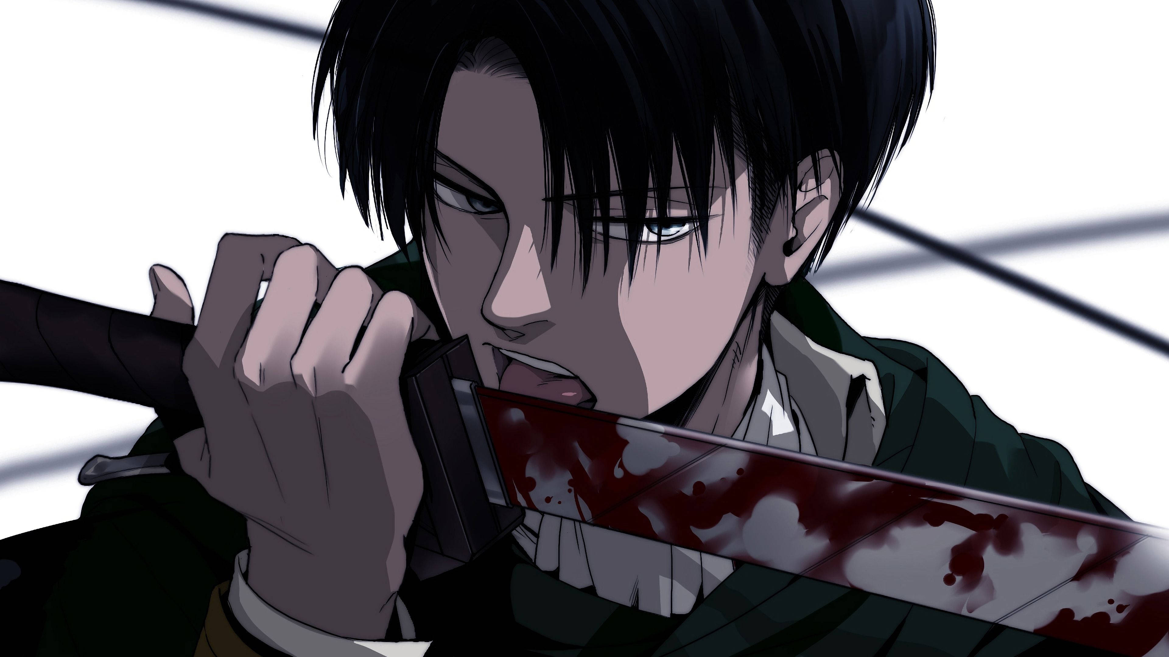 Levi Ackerman, bloody sword, anime warrior, 4K Desktop Wallpaper