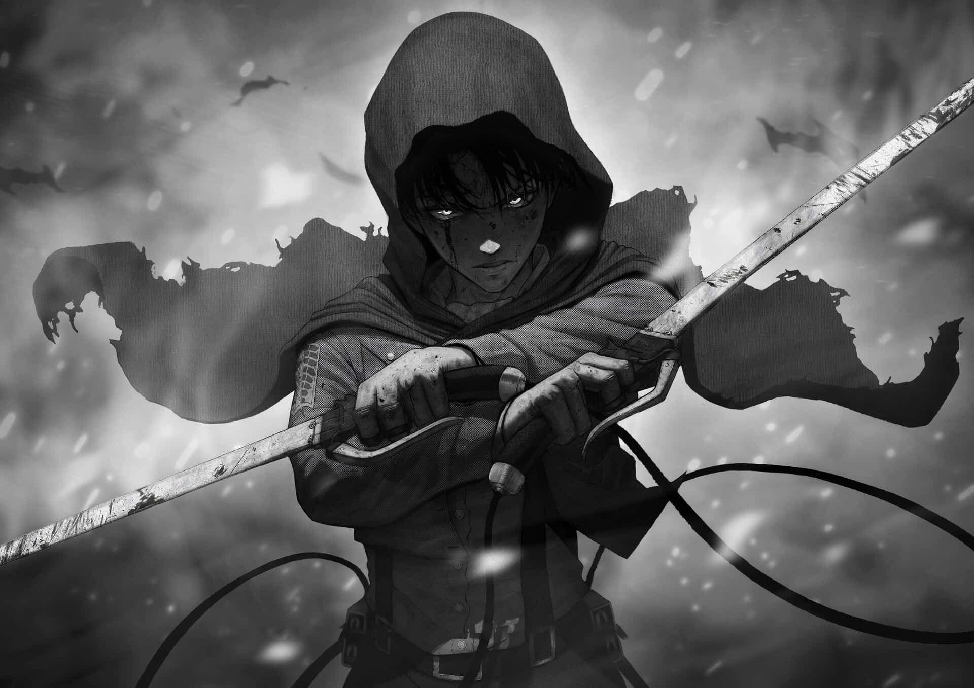 Levi Ackerman, anime warrior, hooded, Full HD Desktop Wallpaper