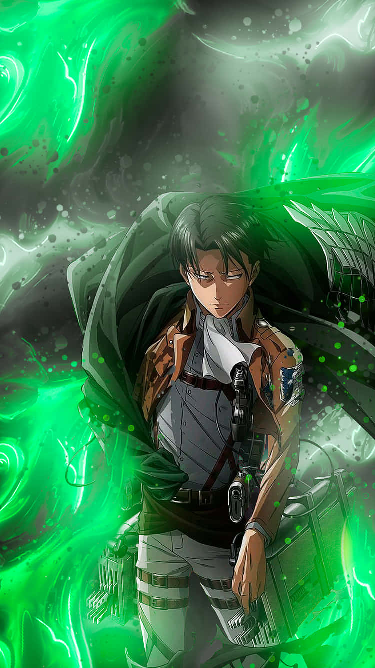 Levi Ackerman, green glow, swirling green energy, HD Phone Wallpaper