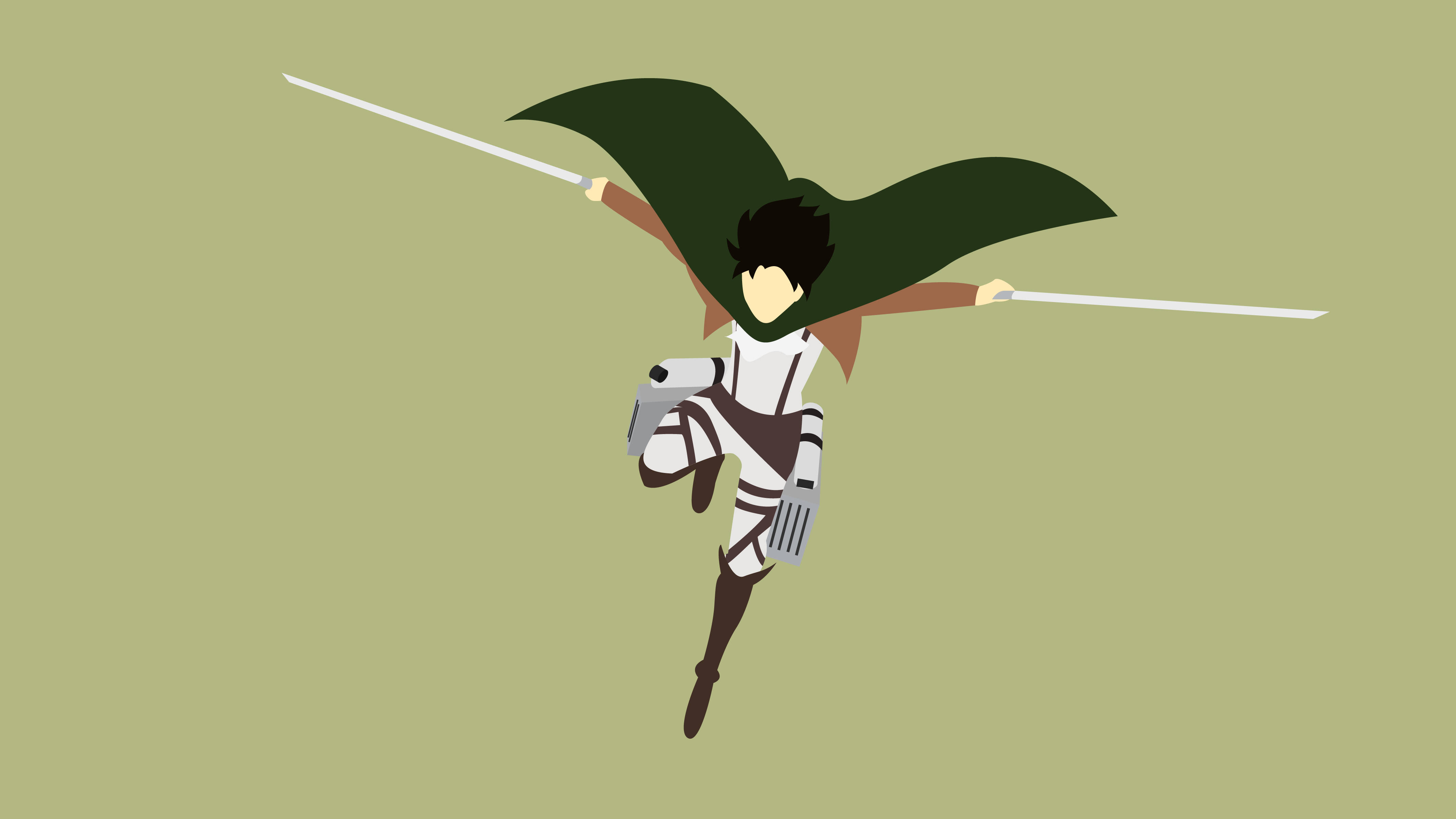Pastel Levi 4K, white armor, green cape, 4K Desktop Wallpaper