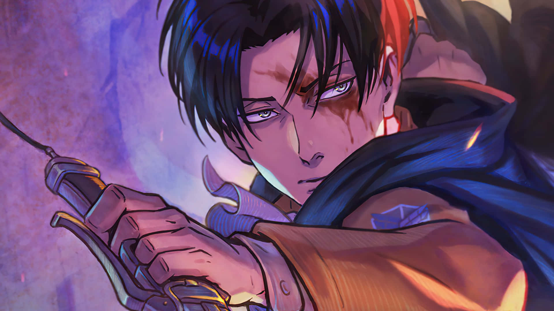 Levi Ackerman, anime warrior, dark hair, Full HD Desktop Wallpaper