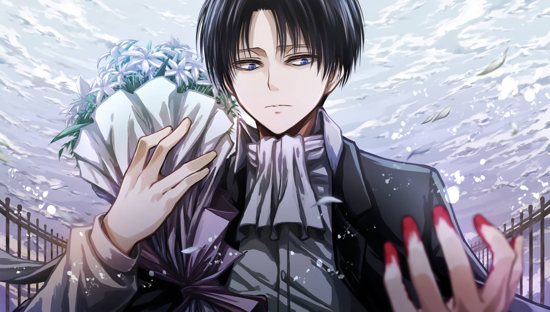 Levi Aesthetic, bloody hands, anime boy, Full HD Desktop Wallpaper