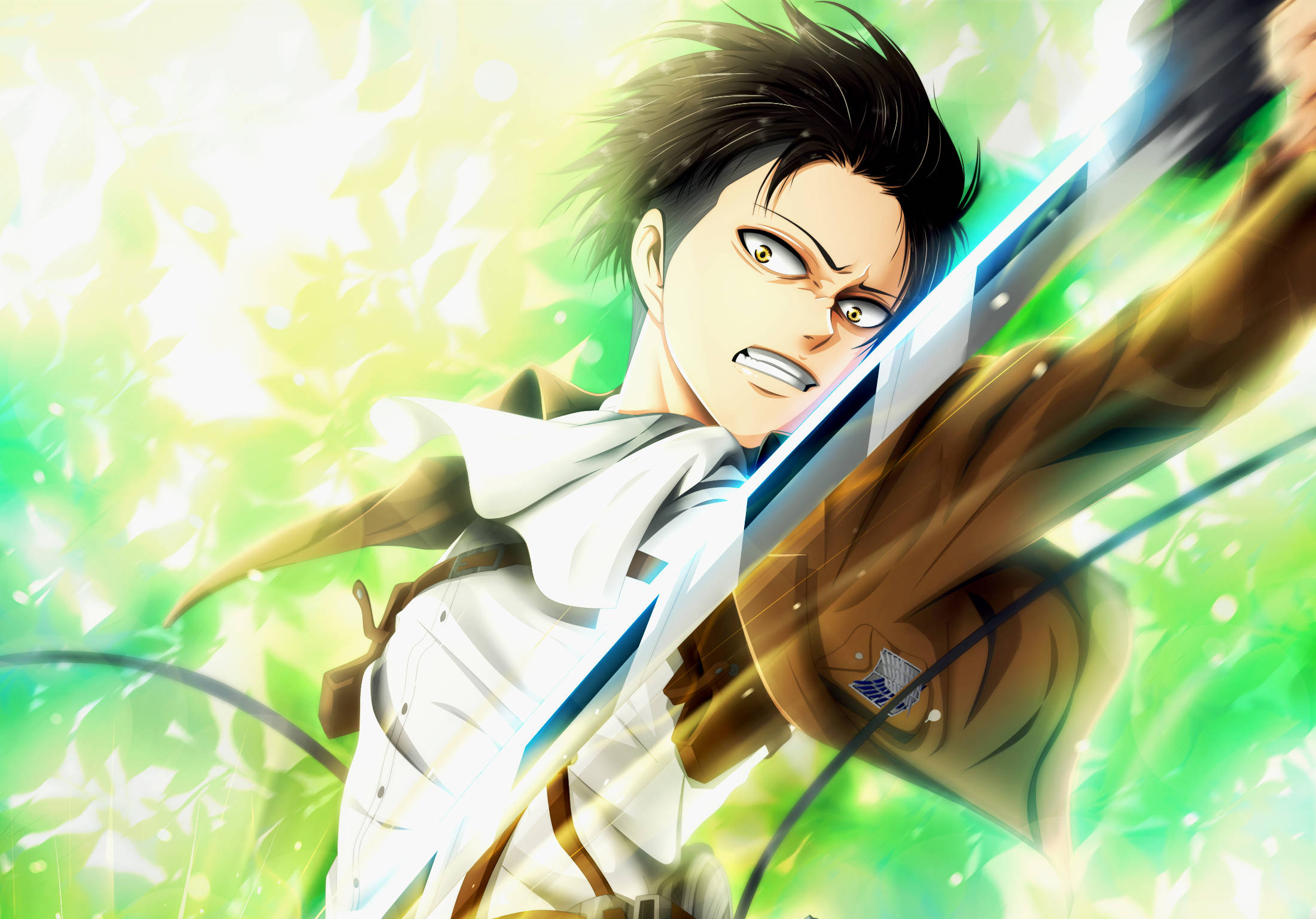 Levi Aesthetic, anime warrior, glowing sword, Full HD Desktop Wallpaper