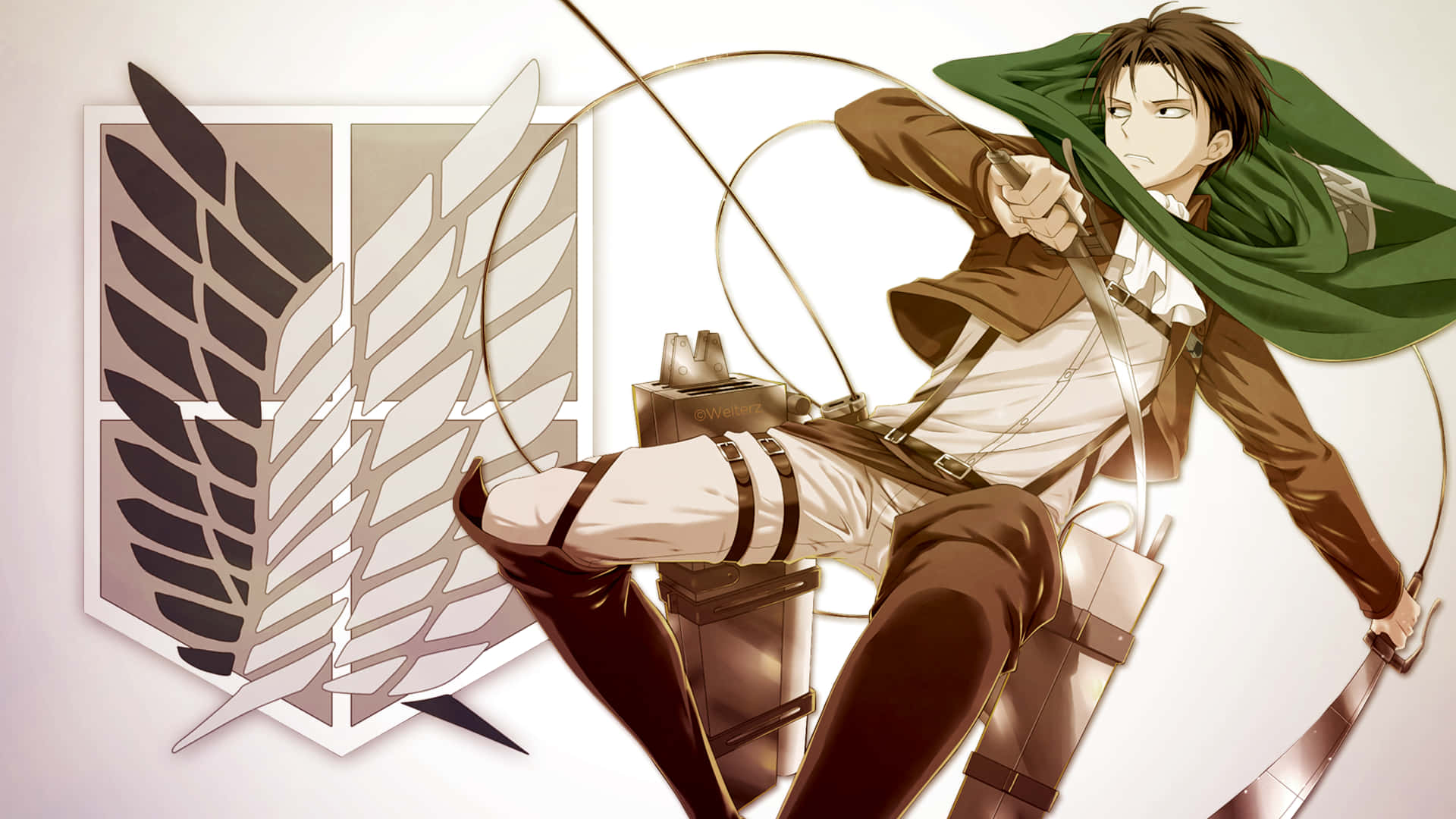 Levi, Attack On Titan, green scarf, Full HD Desktop Wallpaper