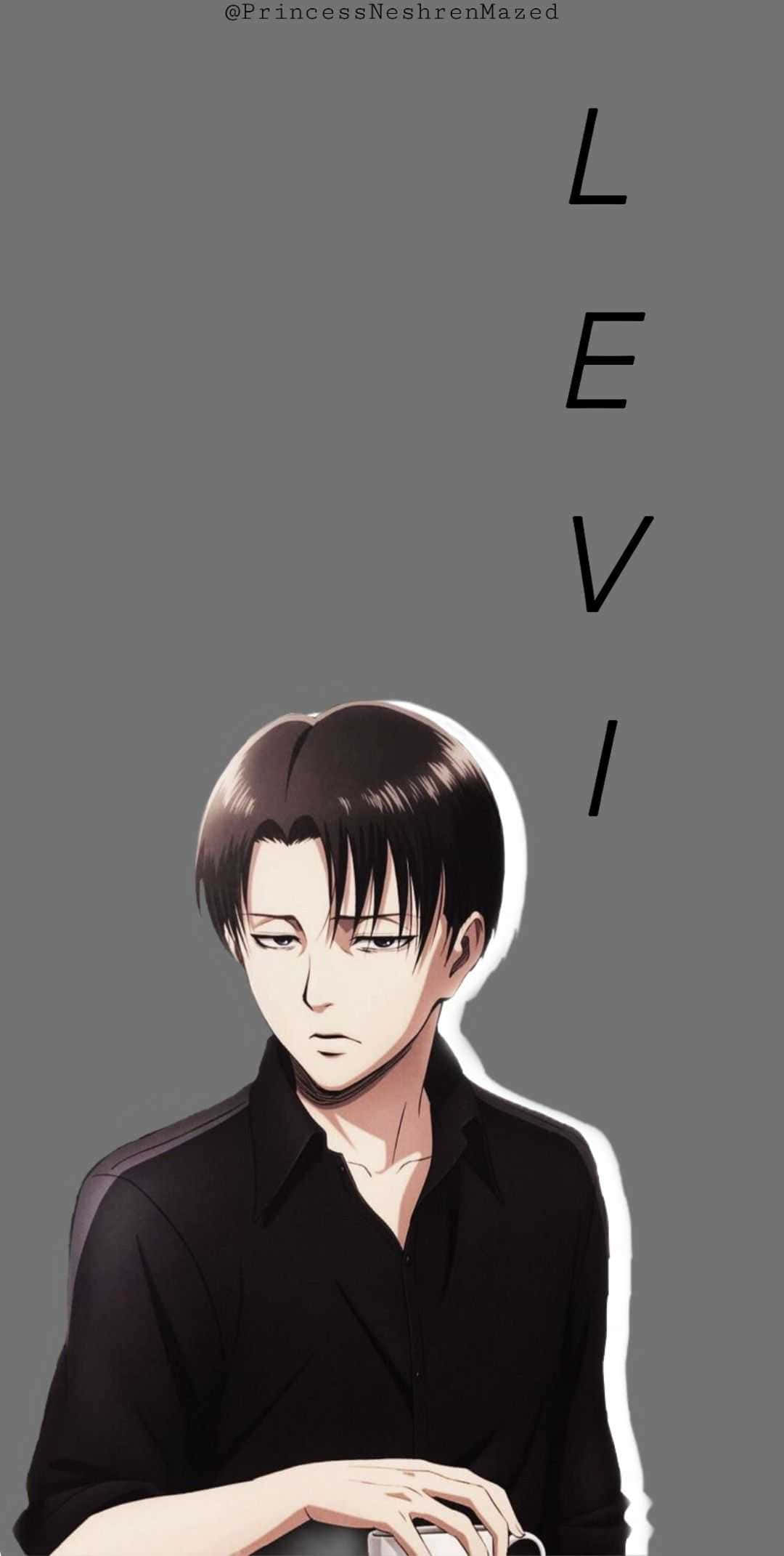 Levi, gray background, black shirt, Full HD Phone Wallpaper