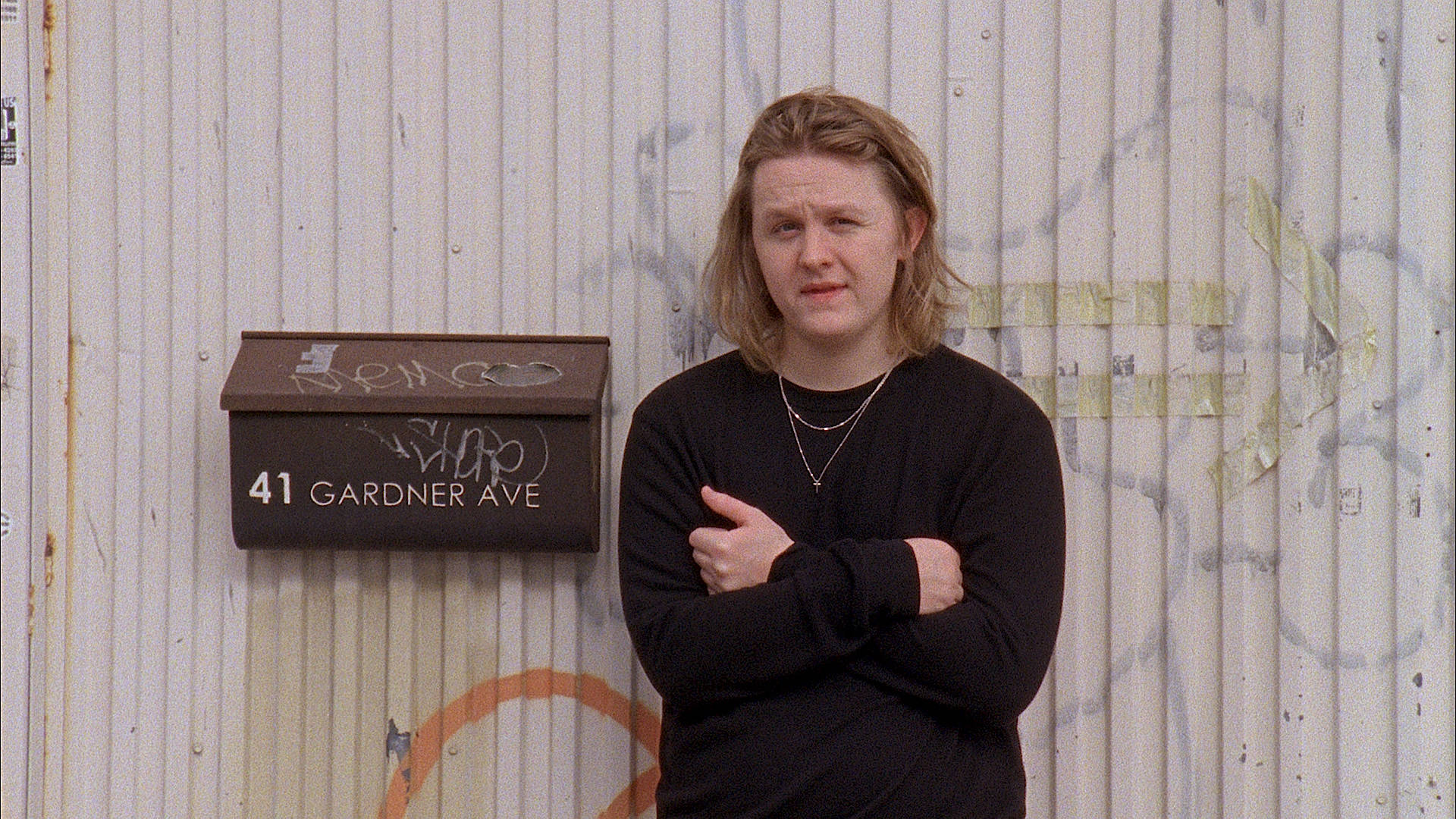 Lewis Capaldi, graffiti, corrugated wall, Full HD Desktop Wallpaper