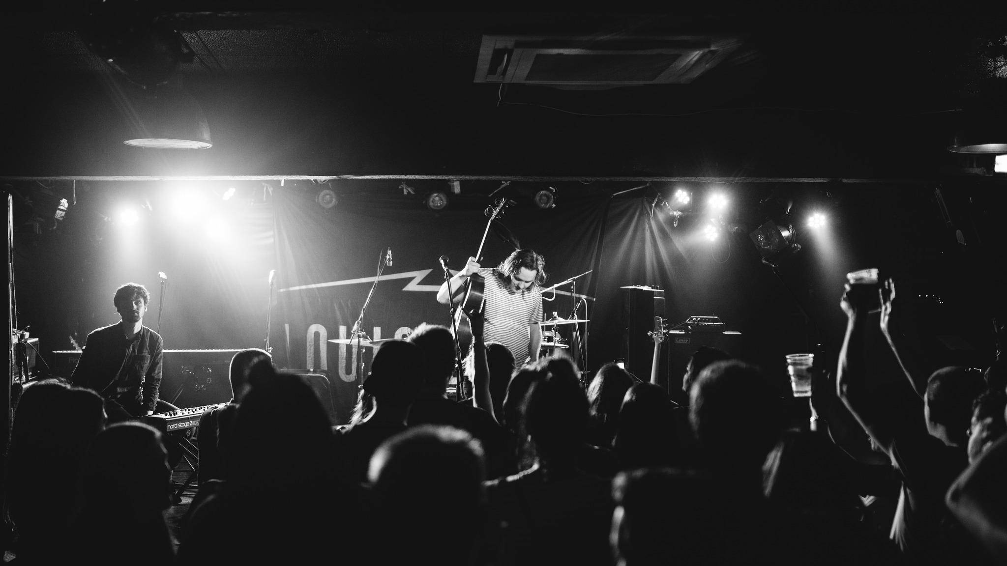 Lewis Capaldi, live concert, grayscale, Full HD Desktop Wallpaper