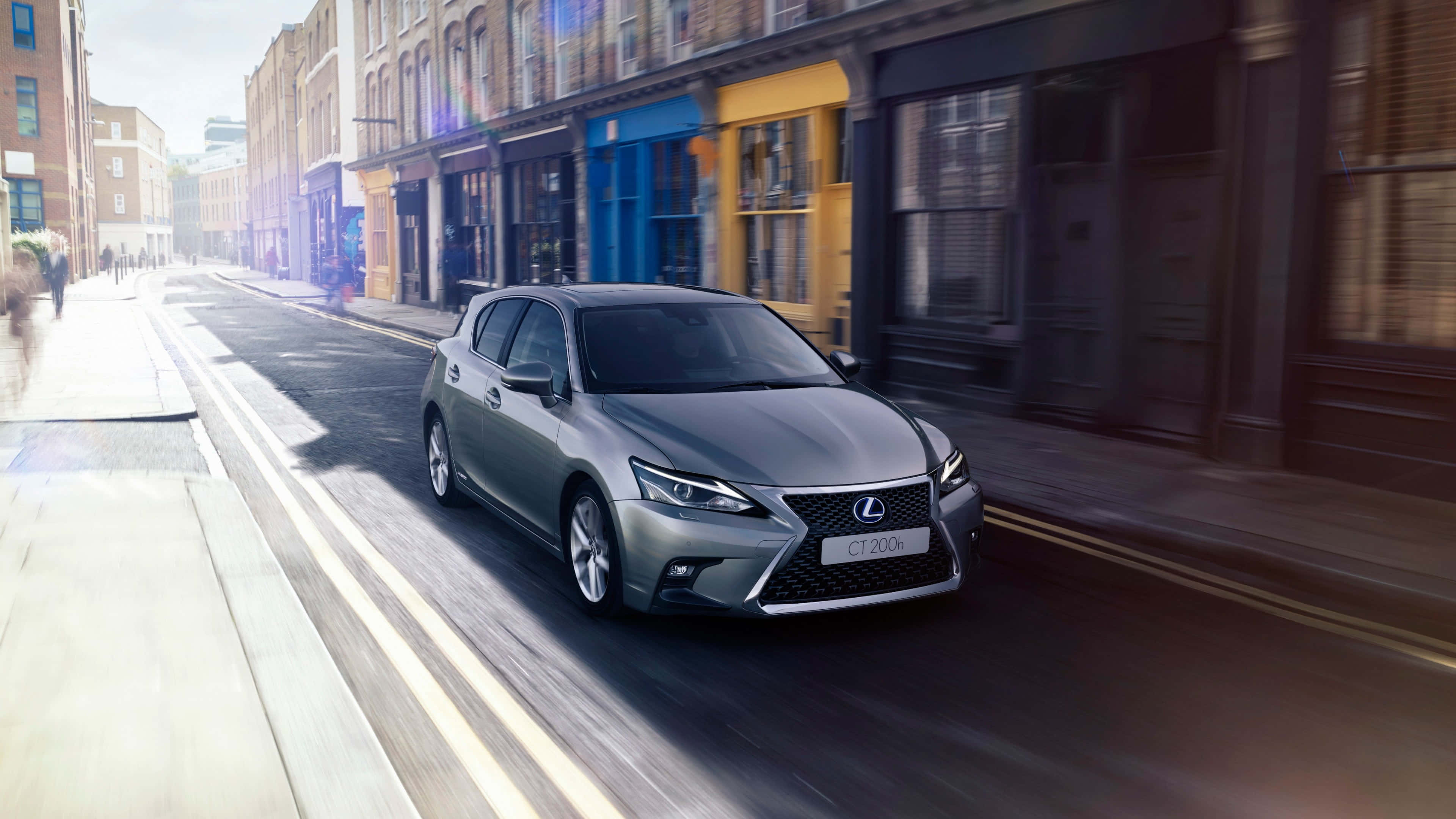 Lexus CT 200h, silver, sunlit urban street, 4K Desktop Wallpaper