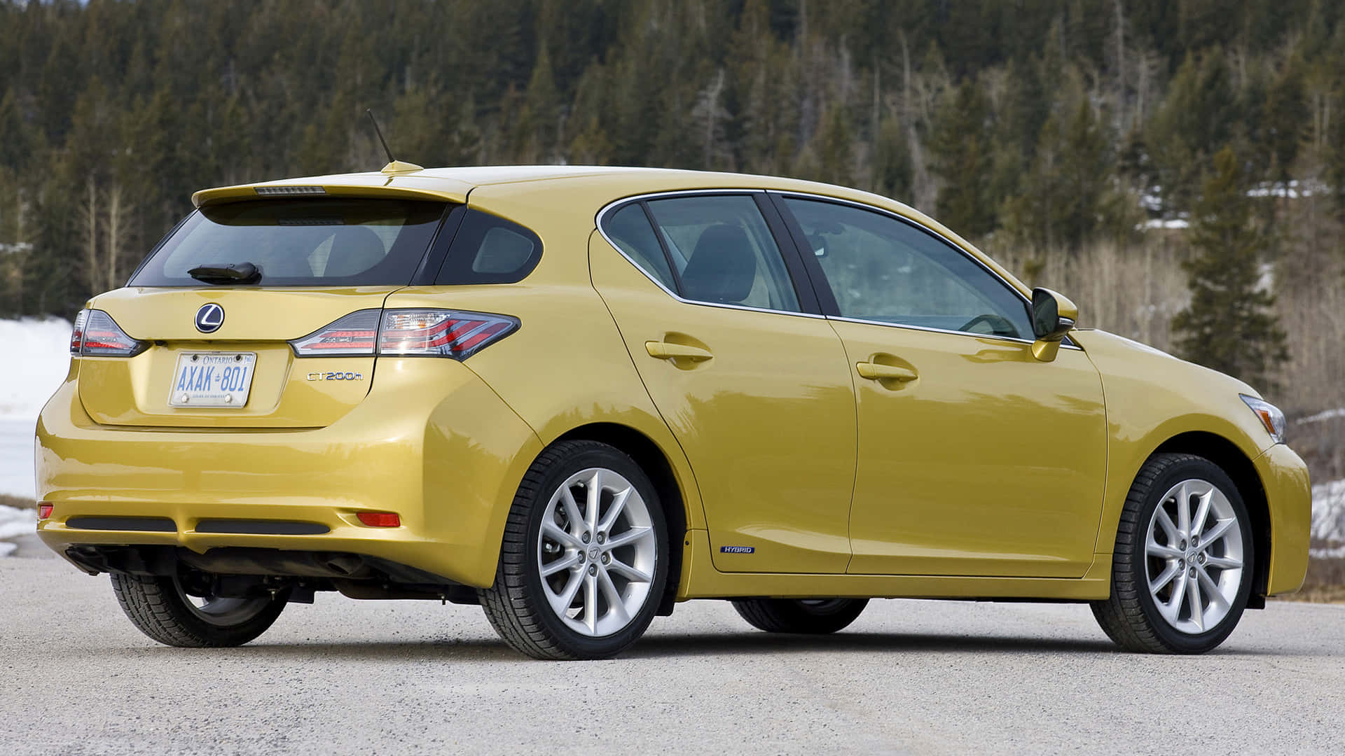 Lexus CT 200h, vibrant yellow, gravel, Full HD Desktop Wallpaper
