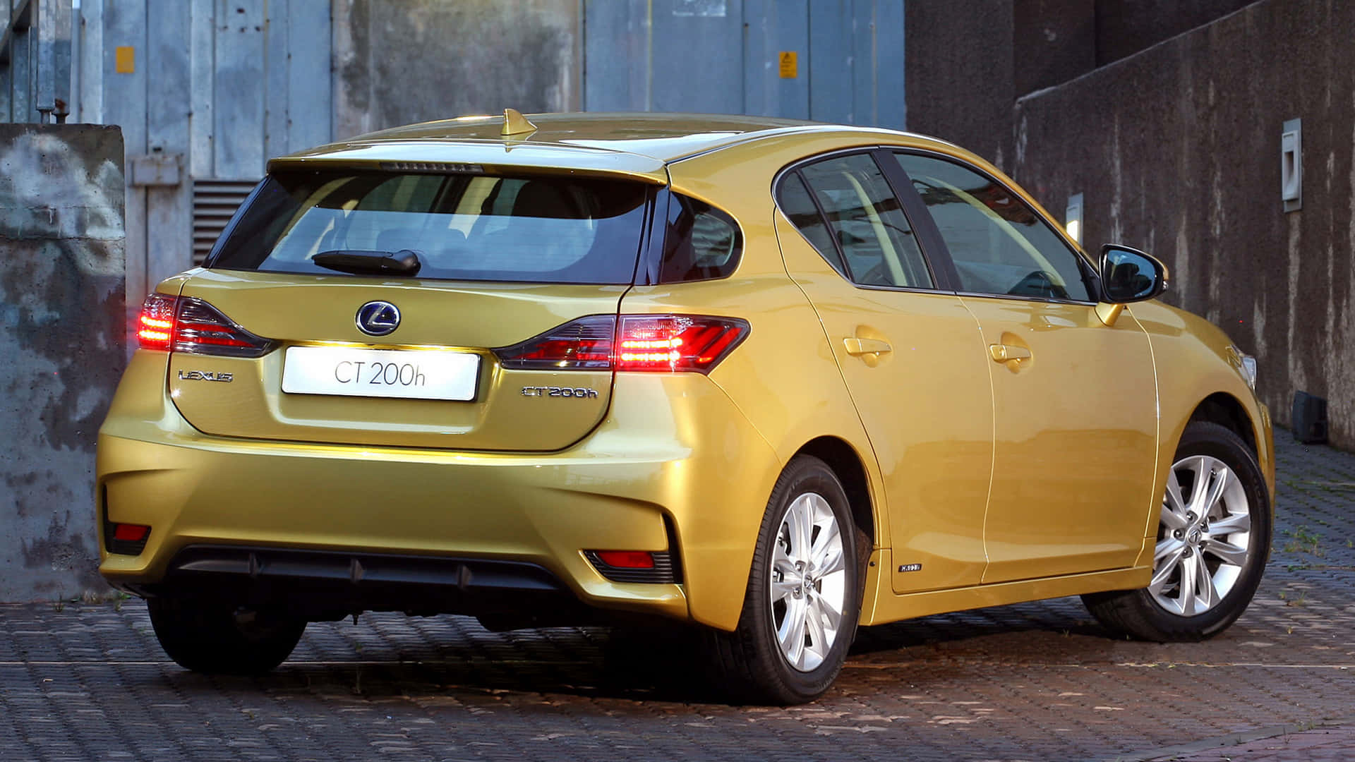 Lexus CT 200h, gold, cobblestone street, Full HD Desktop Wallpaper