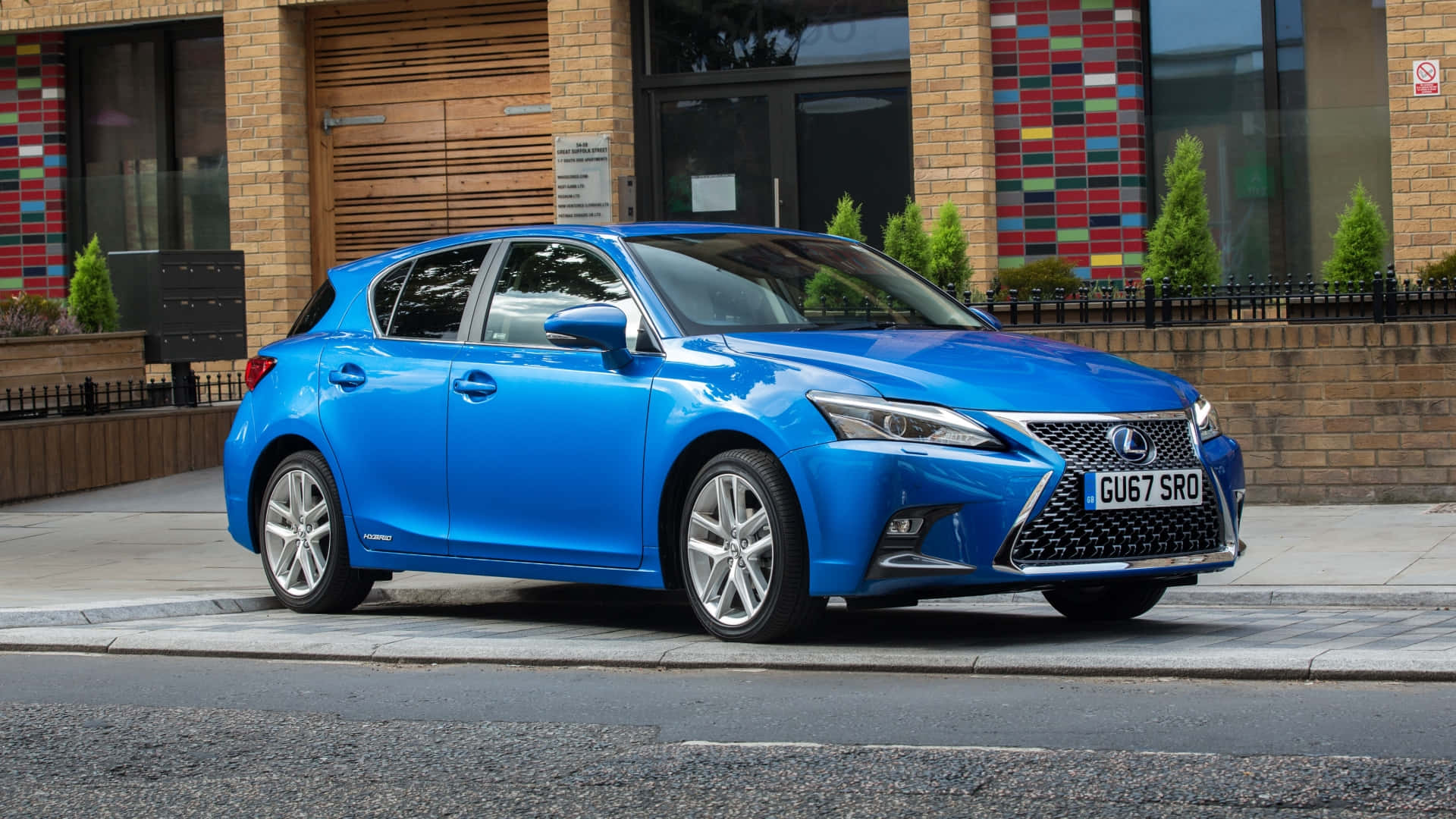 Lexus CT 200h, vibrant blue, city street, Full HD Desktop Wallpaper
