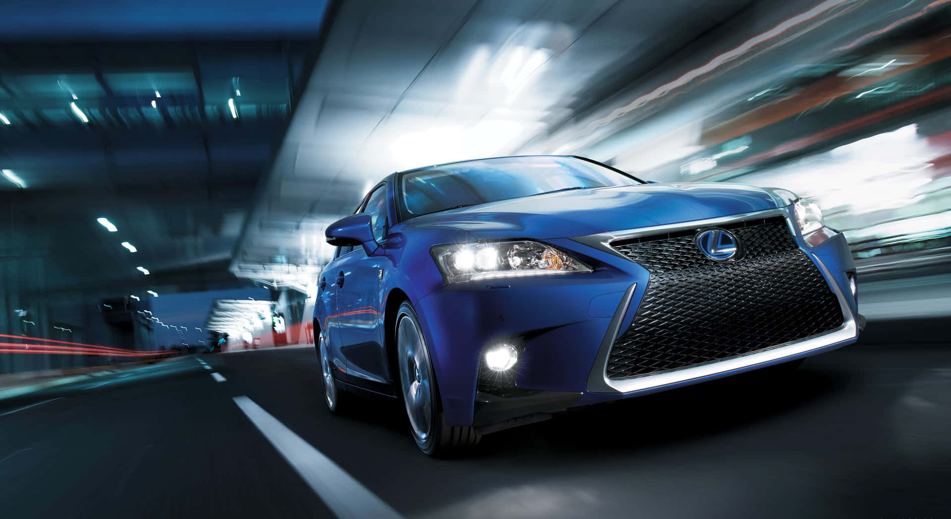 Lexus CT 200h, blue, tunnel, Full HD Desktop Wallpaper