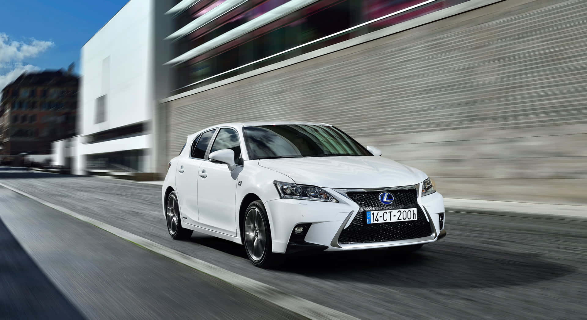 Lexus CT 200h, white, modern urban street, Full HD Desktop Wallpaper