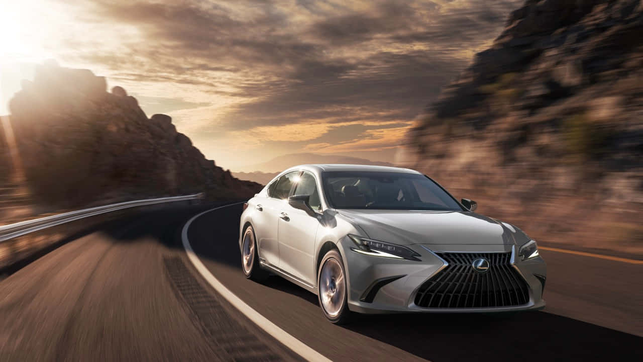 Lexus ES 300h, silver, mountain road, HD Desktop Wallpaper