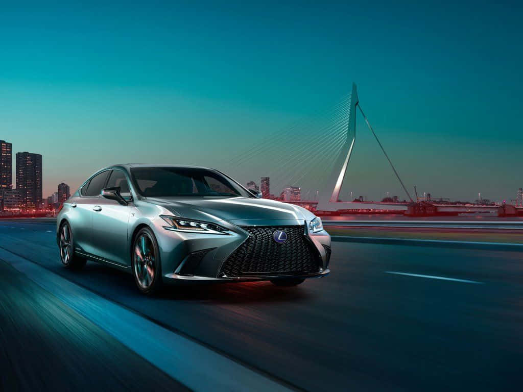 Lexus ES 300h, silver, city highway, SD Desktop Wallpaper
