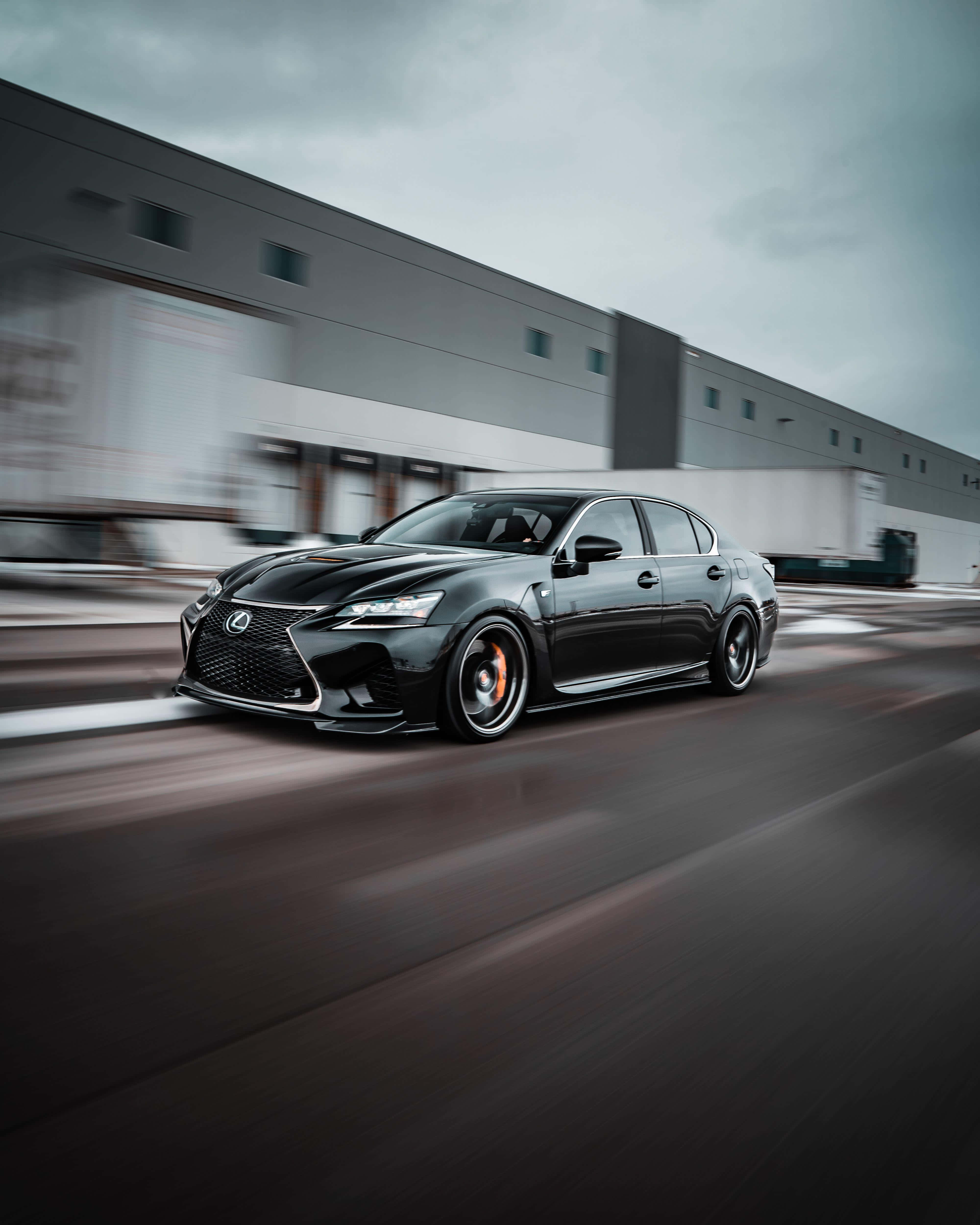 Lexus GS F, black, warehouse, 4K Phone Wallpaper