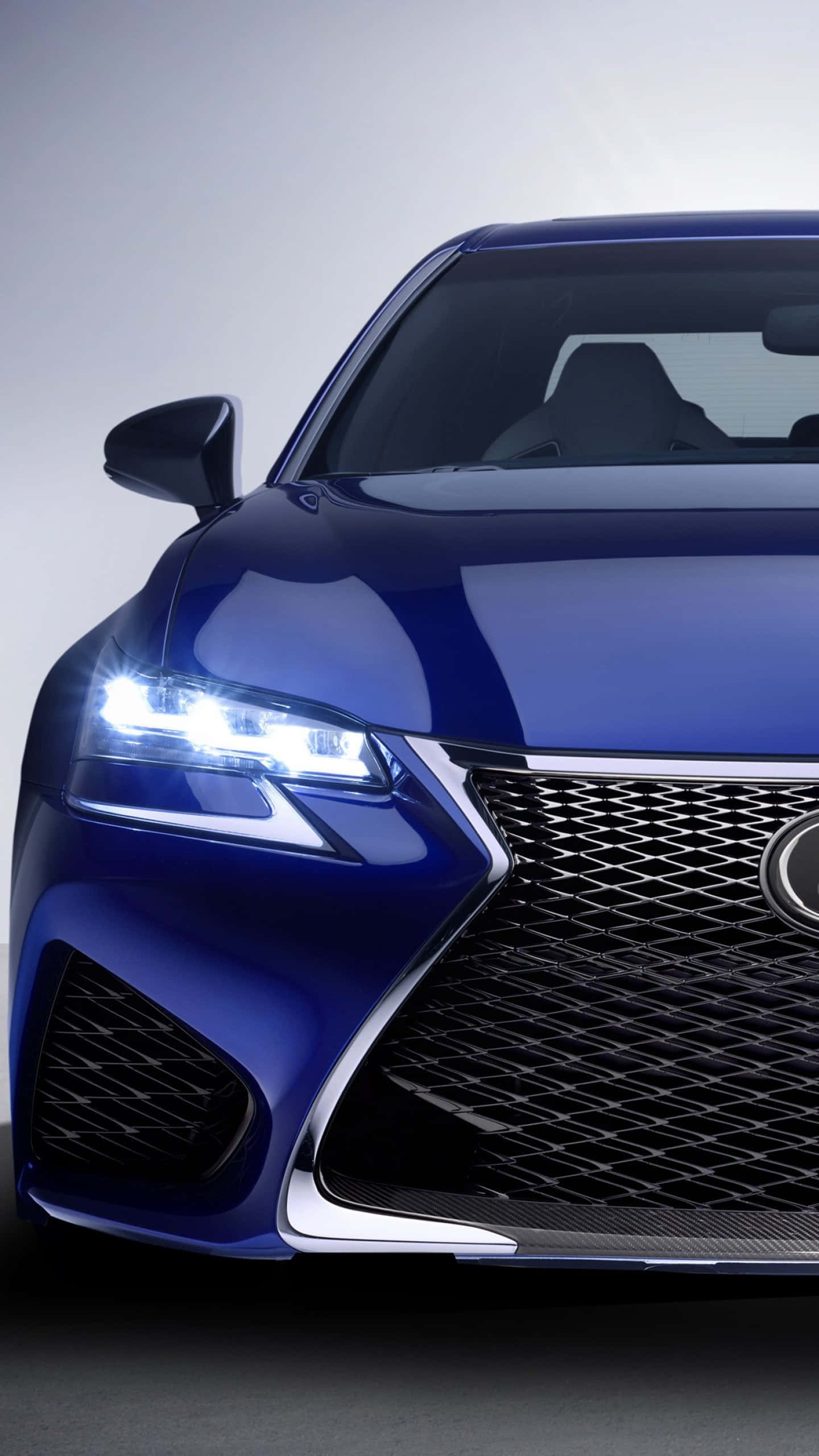 Lexus GS F, blue, glowing headlights, 2K Phone Wallpaper