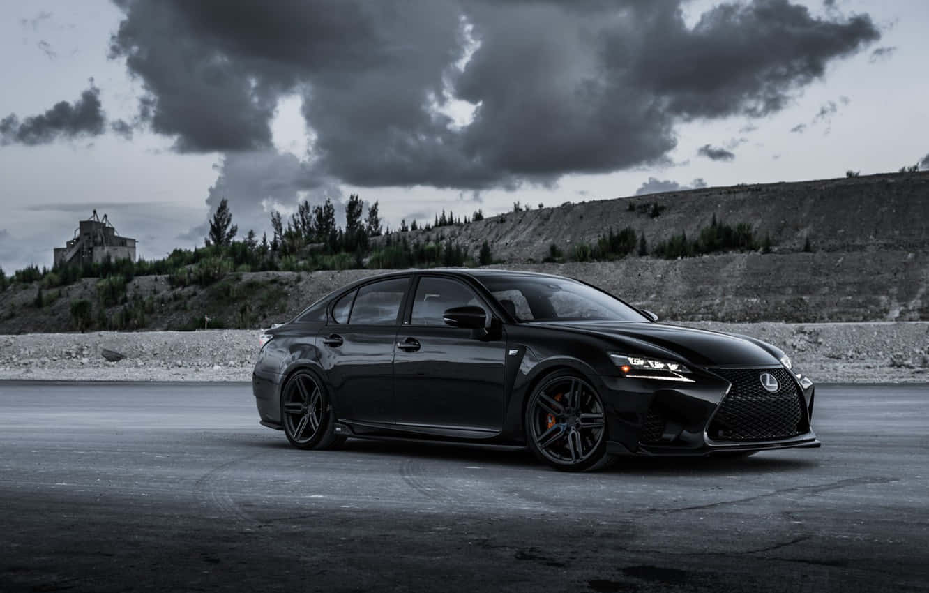 Lexus GS F, black, custom wheels, HD Desktop Wallpaper