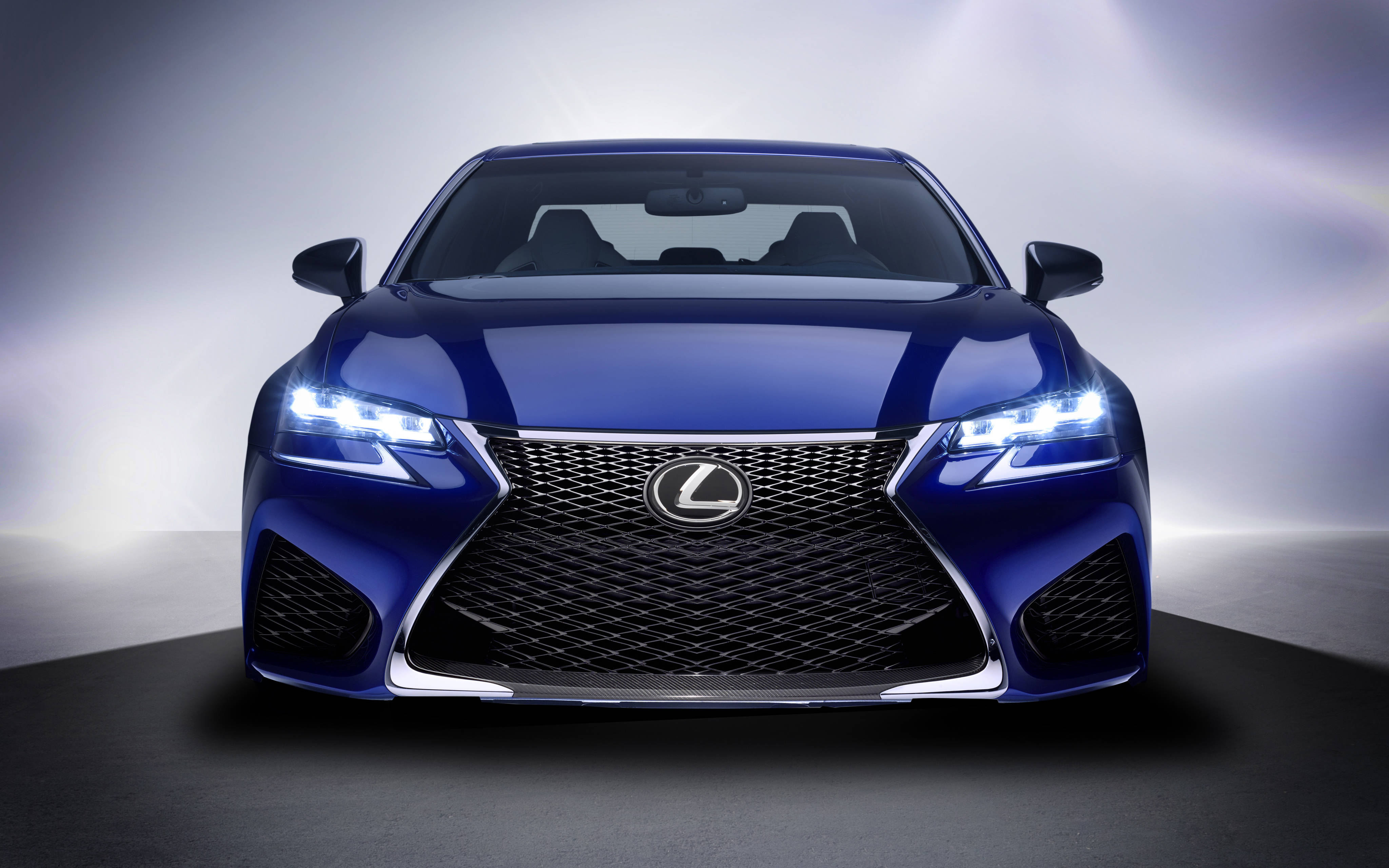 Lexus GS F, blue, glowing headlights, 4K Desktop Wallpaper