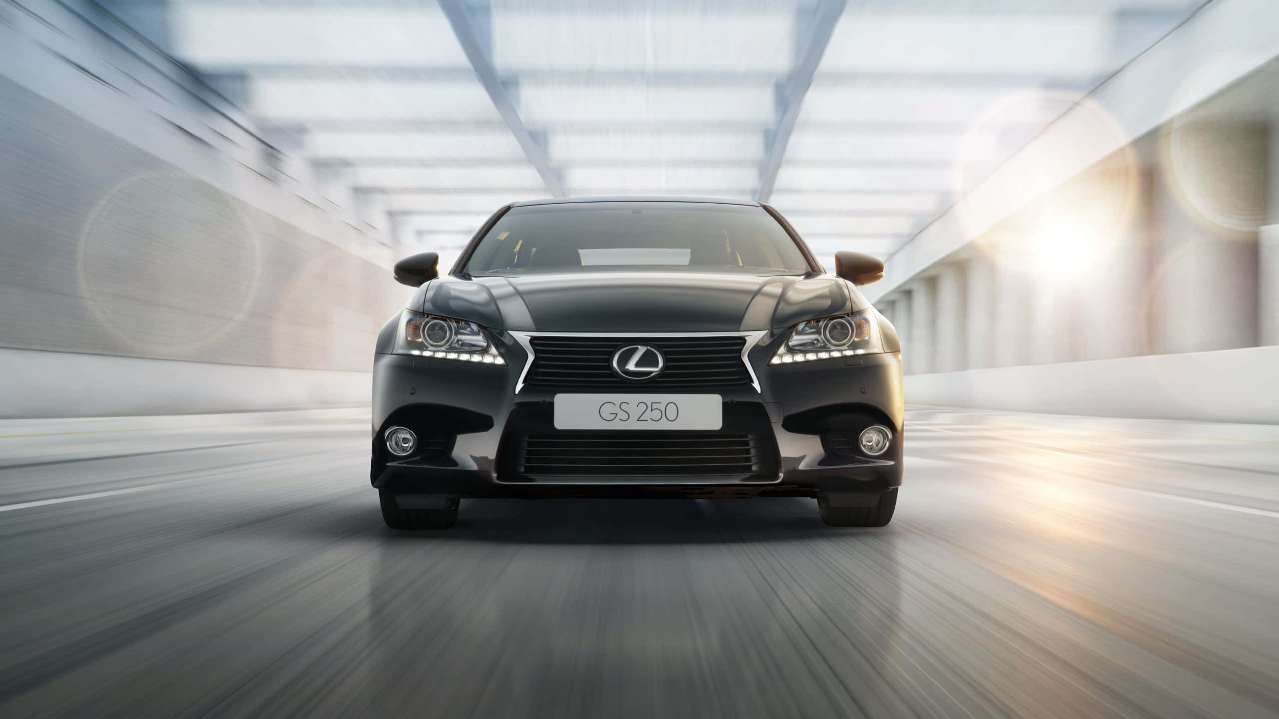 Lexus GS 250, black, modern tunnel, 2K Desktop Wallpaper