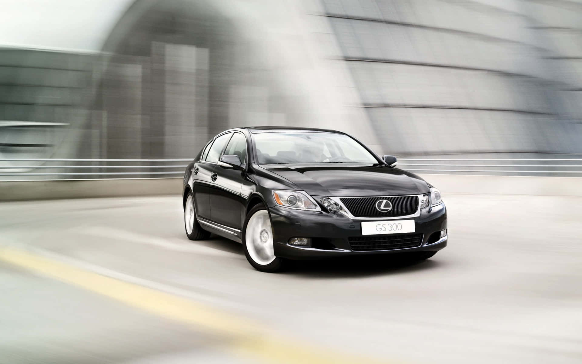 Lexus GS 300, sleek black, modern concrete overpass, Full HD Desktop Wallpaper