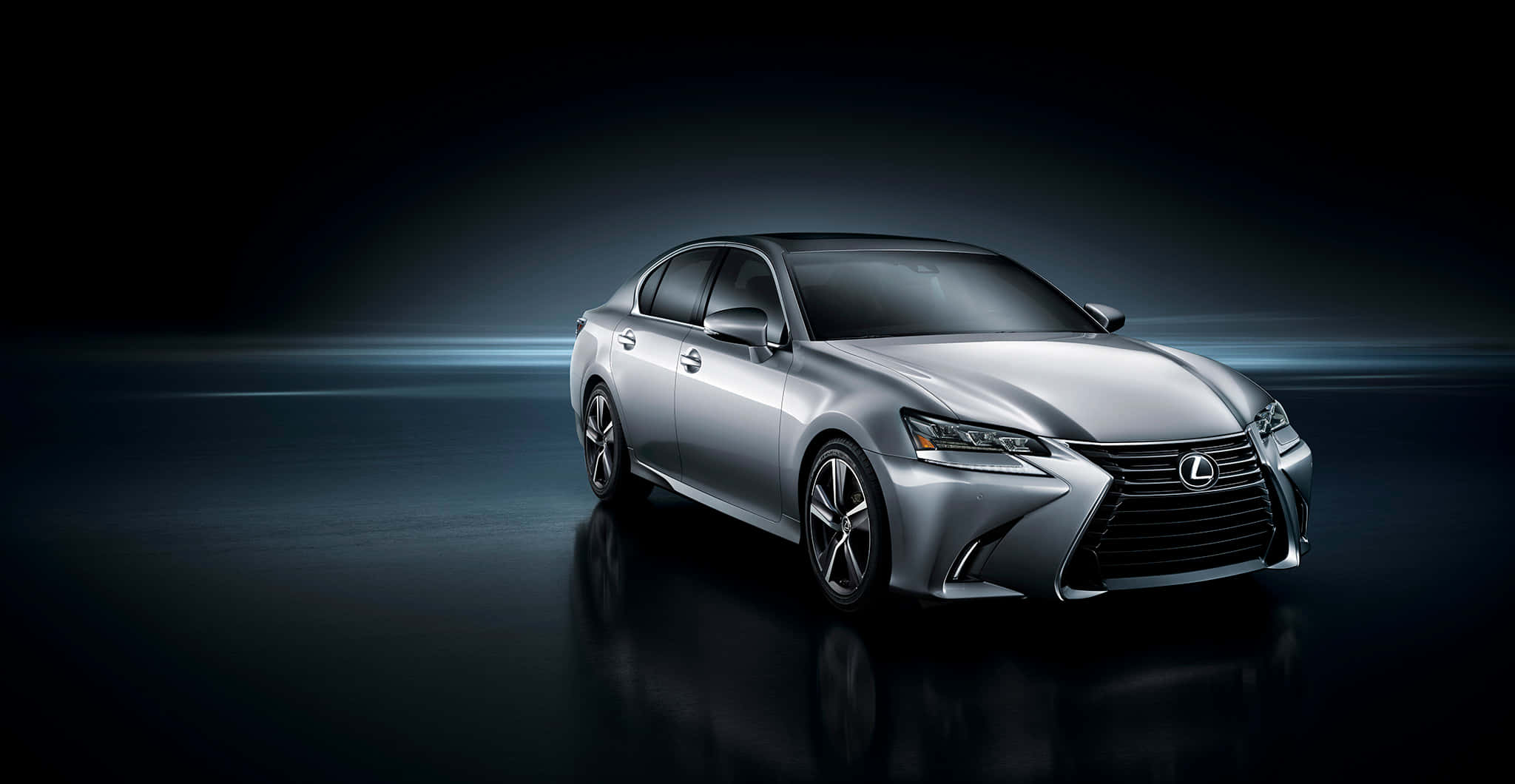 Lexus GS, silver, blue streaks, Full HD Desktop Wallpaper