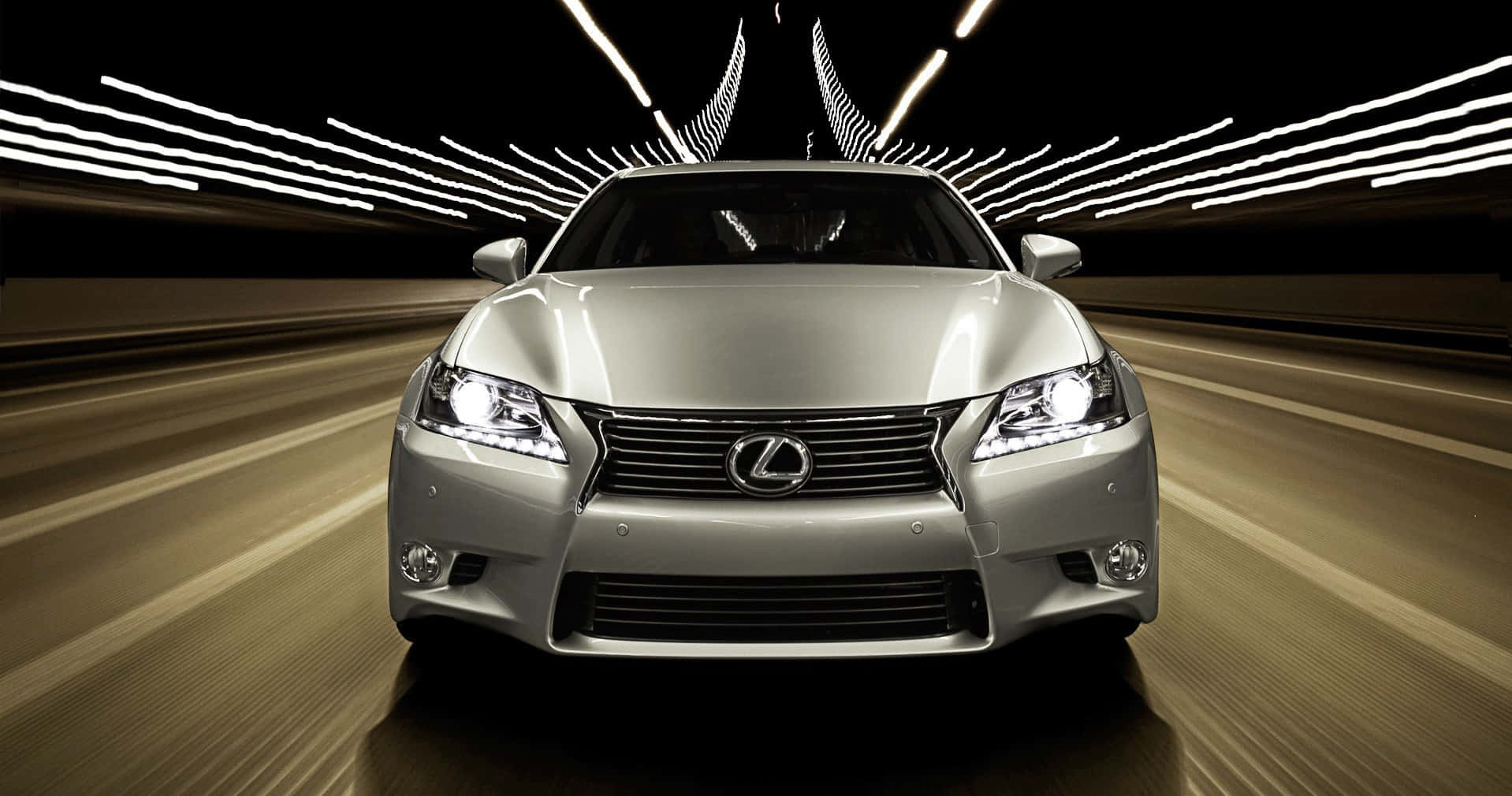 Lexus GS, silver, tunnel, HD Desktop Wallpaper