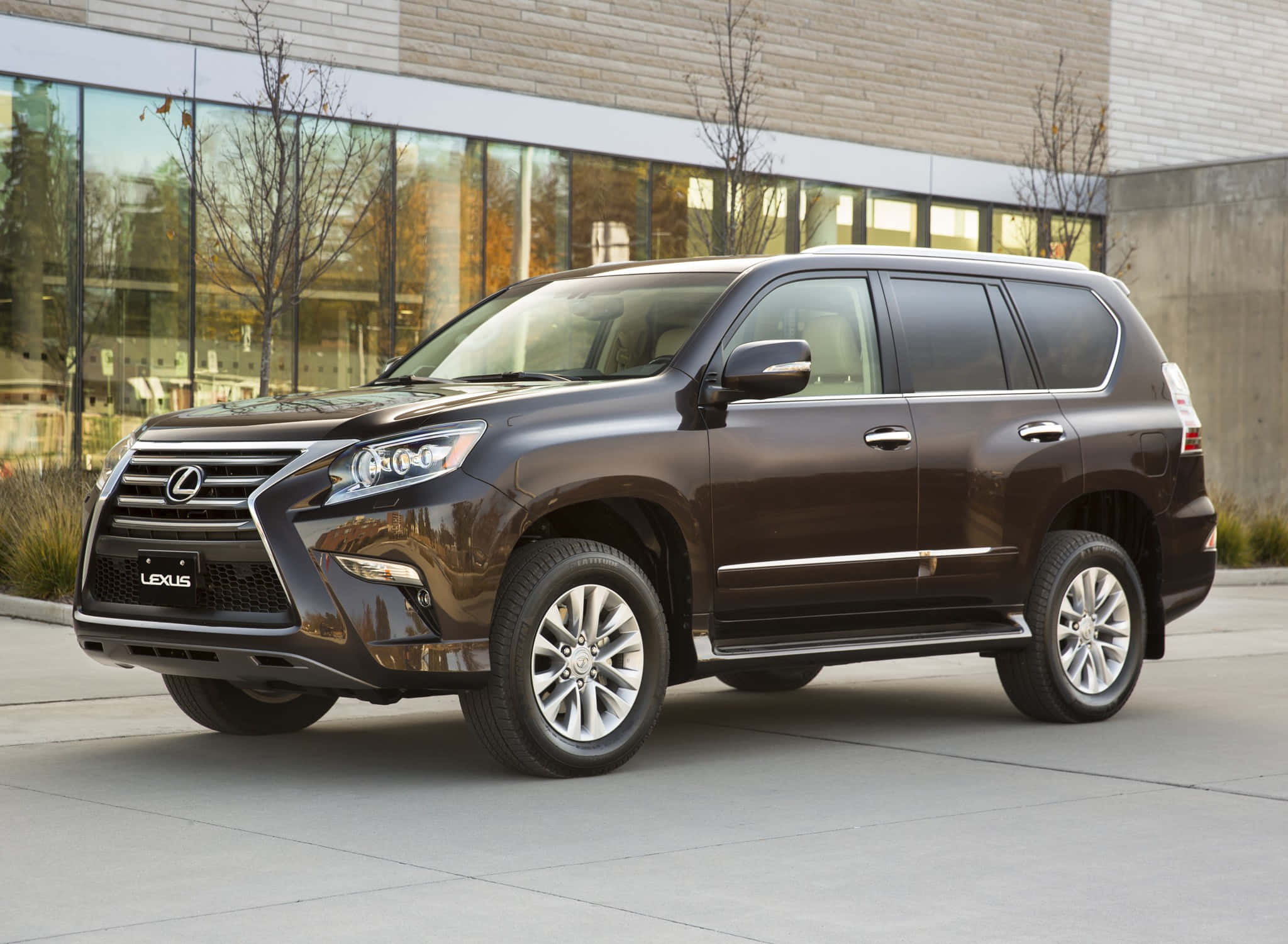 Lexus GX 460, dark brown, modern concrete plaza, Full HD Desktop Wallpaper