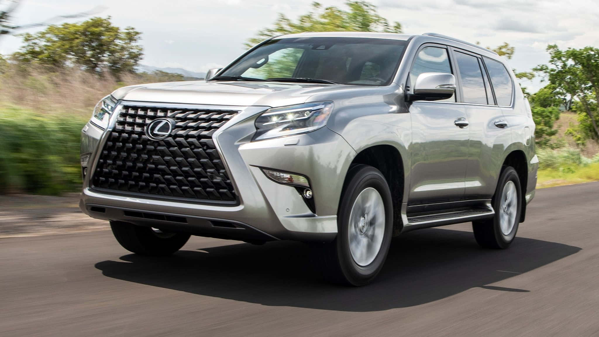Lexus GX 460, silver, sunlit road, Full HD Desktop Wallpaper