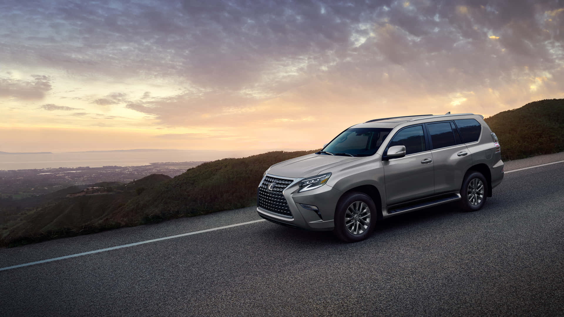 Lexus GX 460, silver, coastal mountain road, Full HD Desktop Wallpaper
