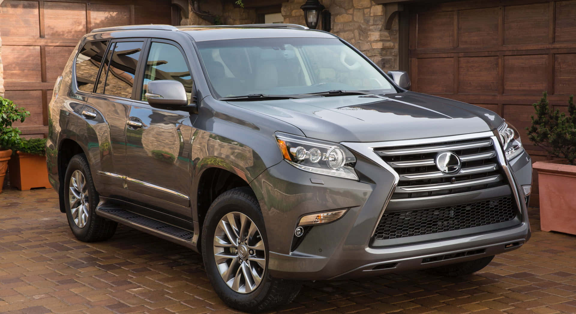 Lexus GX 460, gray, brick driveway, Full HD Desktop Wallpaper