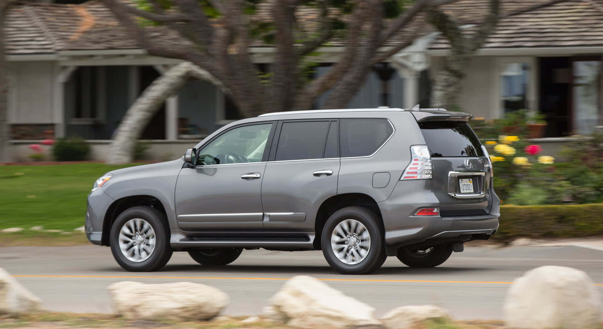 Lexus GX 460, silver, suburban street, Full HD Desktop Wallpaper