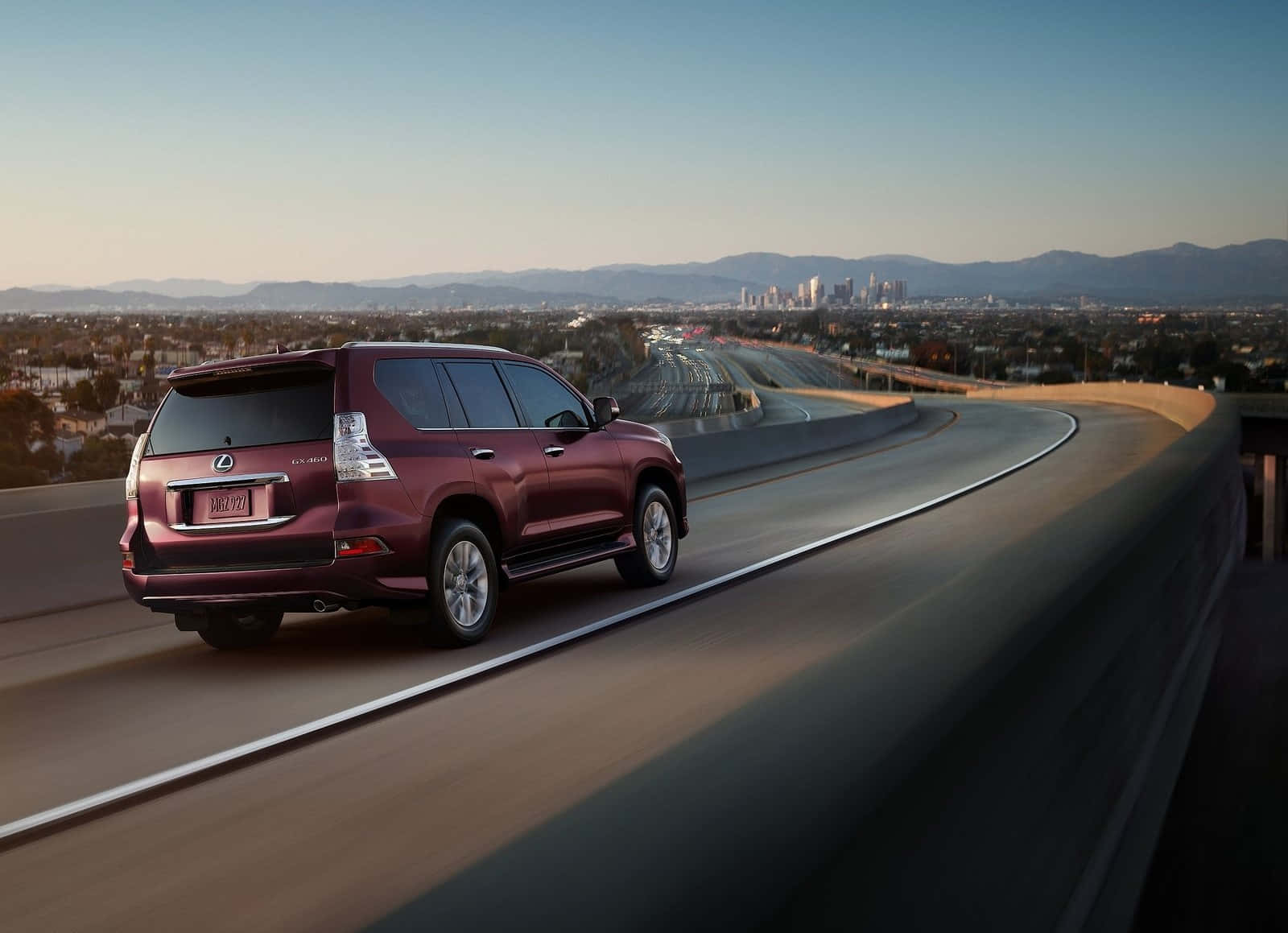 Lexus GX 460, maroon, sunset, HD Desktop Wallpaper