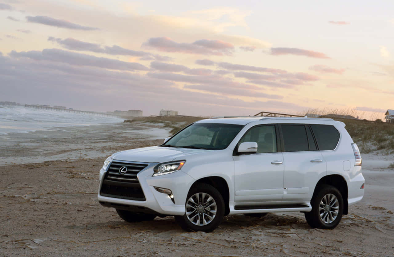 Lexus GX 460, white, sandy beach, HD Desktop Wallpaper