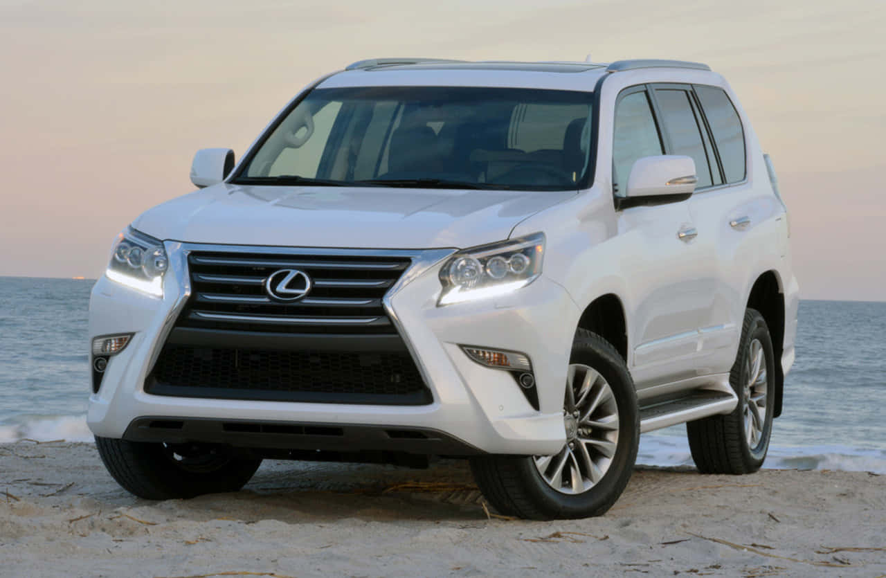 Lexus GX 460, white, sandy beach, HD Desktop Wallpaper