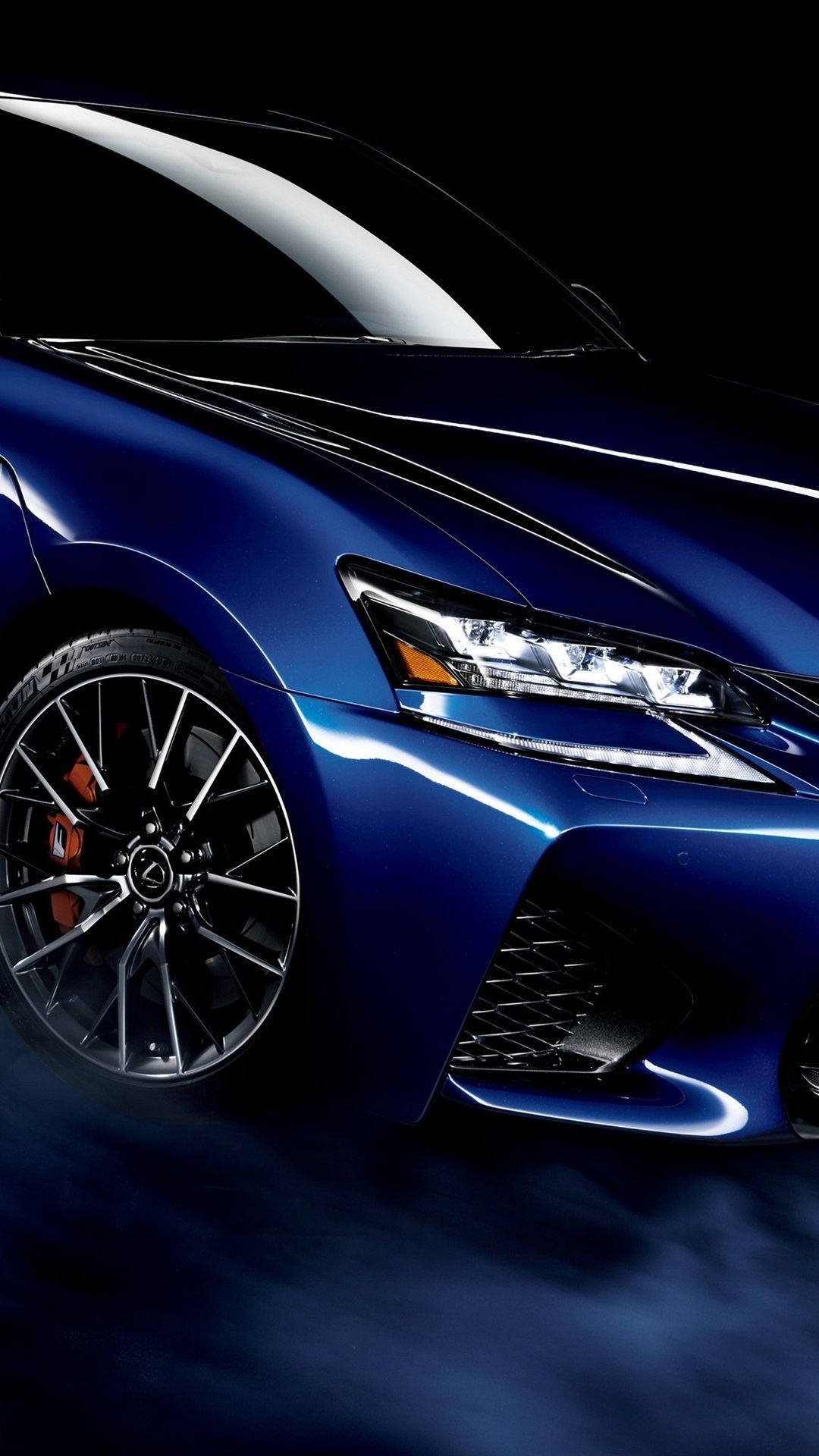 blue lexus, glowing headlights, orange brake calipers, Full HD Phone Wallpaper