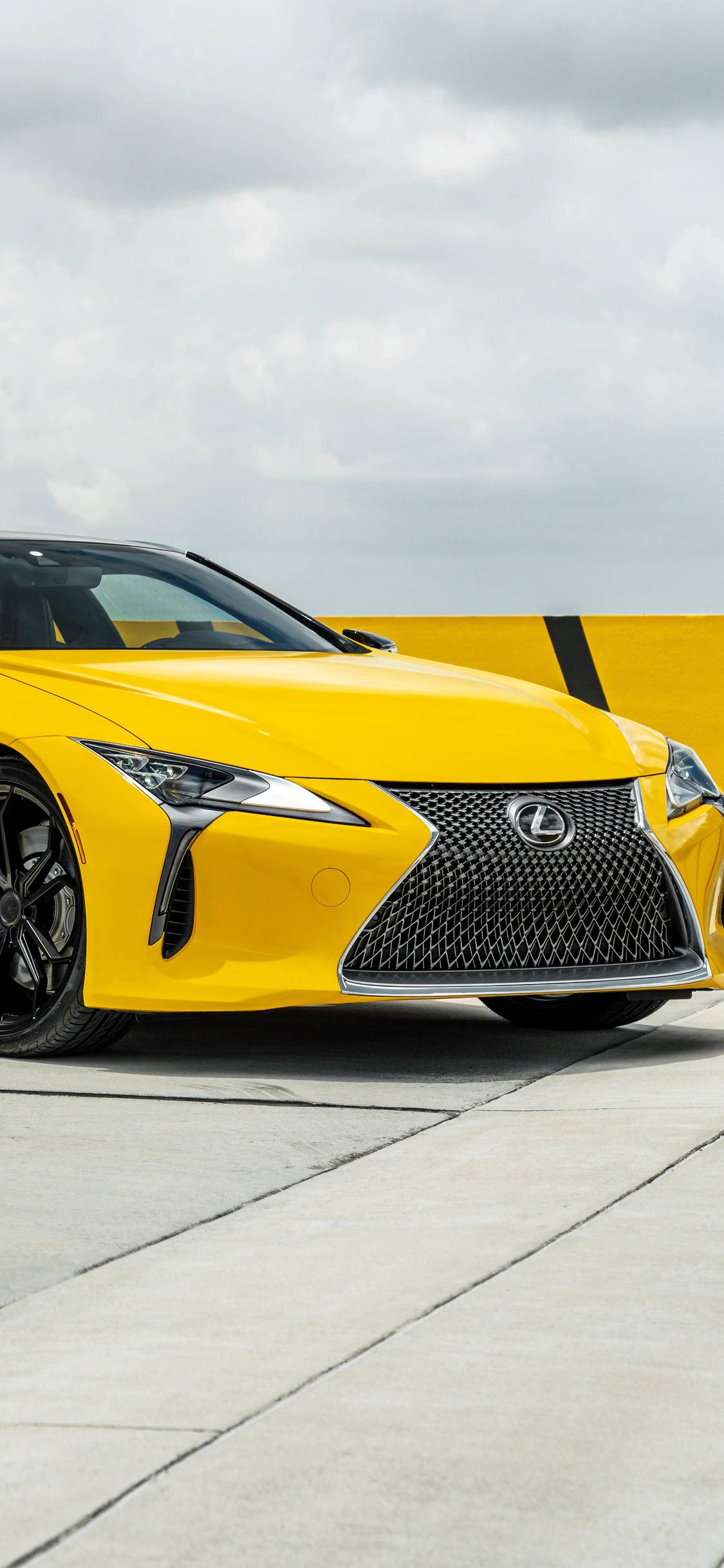 Yellow Lexus, sports car, concrete, Full HD Phone Wallpaper